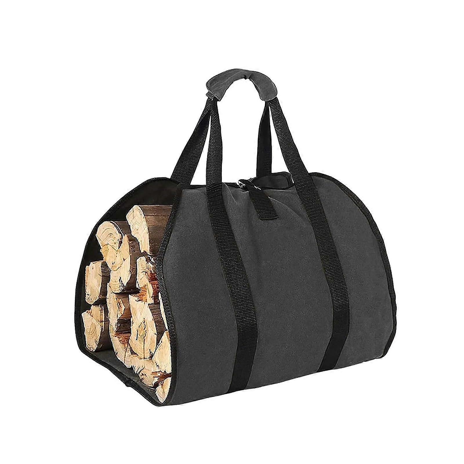Firewood carrier, canvas bag for logs, extra large for fireplaces, camping, grill