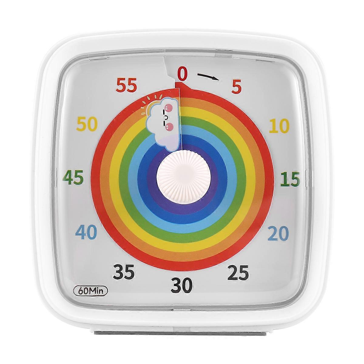 60-Minute Visual Timer with Night Light, Countdown Timer,Pomodoro Timer with Rainbow Pattern for Kids and Adults White