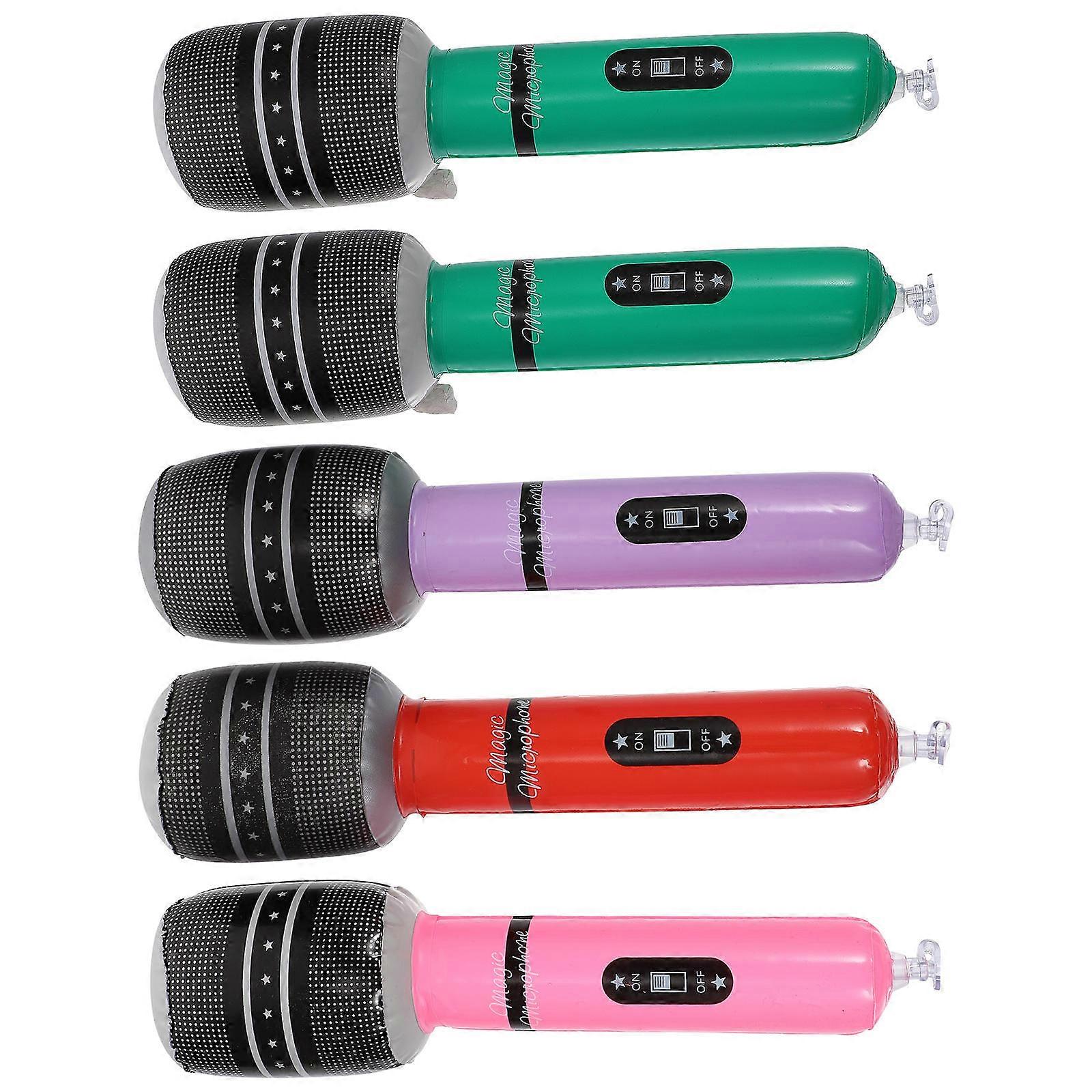 5pcs Inflatable Microphone Props for Realistic Music Party Classroom Themed Event Simulation