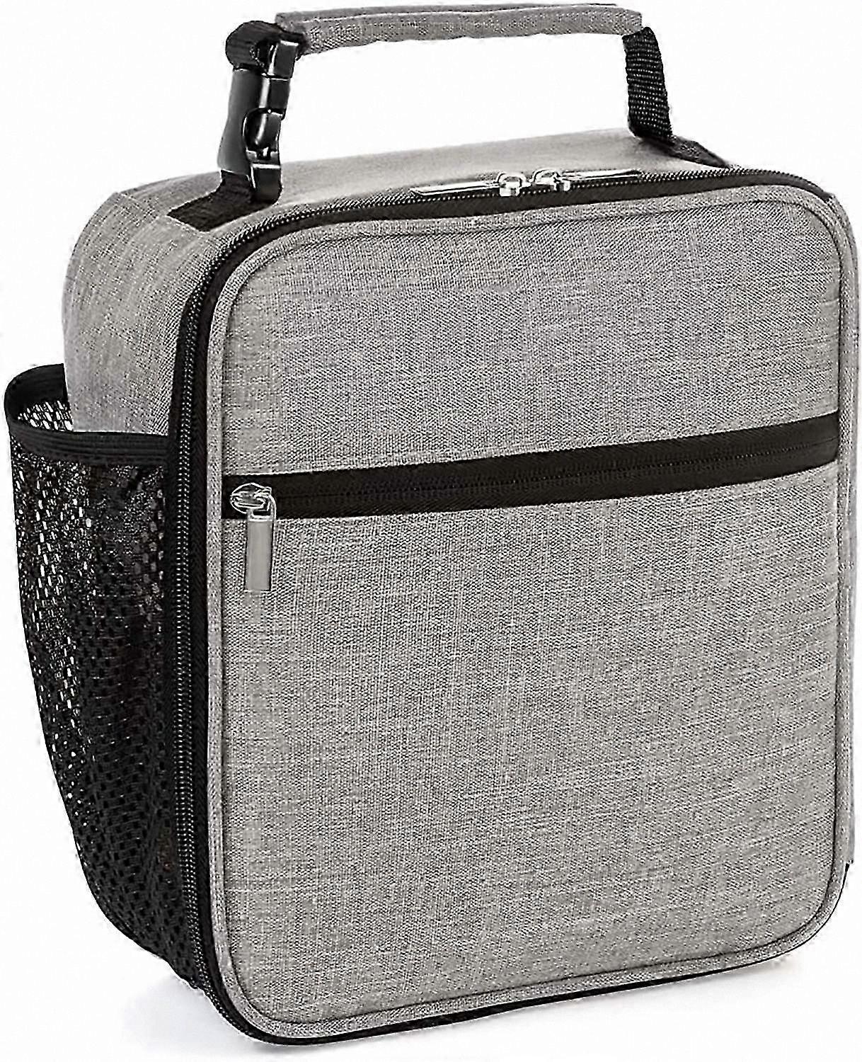 Insulated Reusable Lunch Bag for Kids - Durable and Spacious Bento Tote with Cooling Feature (Gray)