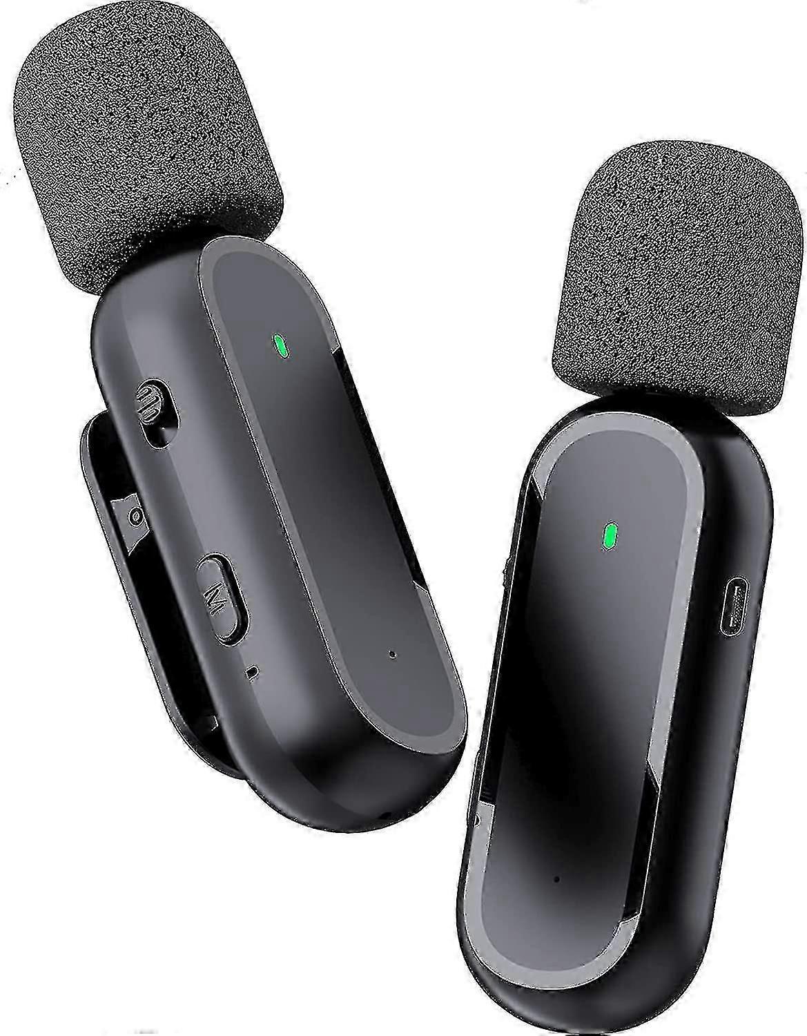 Wireless Lavalier Microphone for Android with Battery Case - 2 Cordless Mics