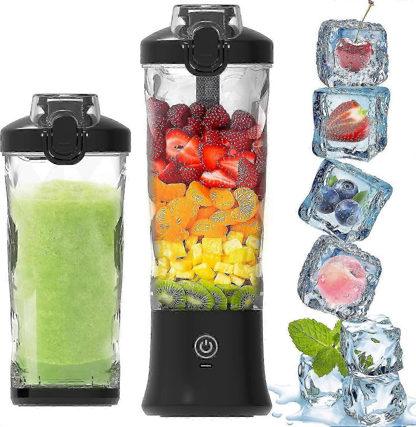 Portable Blender -personal Size Blender 6 Blades,270w Powerful Blender For Shakes And Smoothies, 20 Oz Mini Blender Cup With Travel Lid And Usb Rechar
