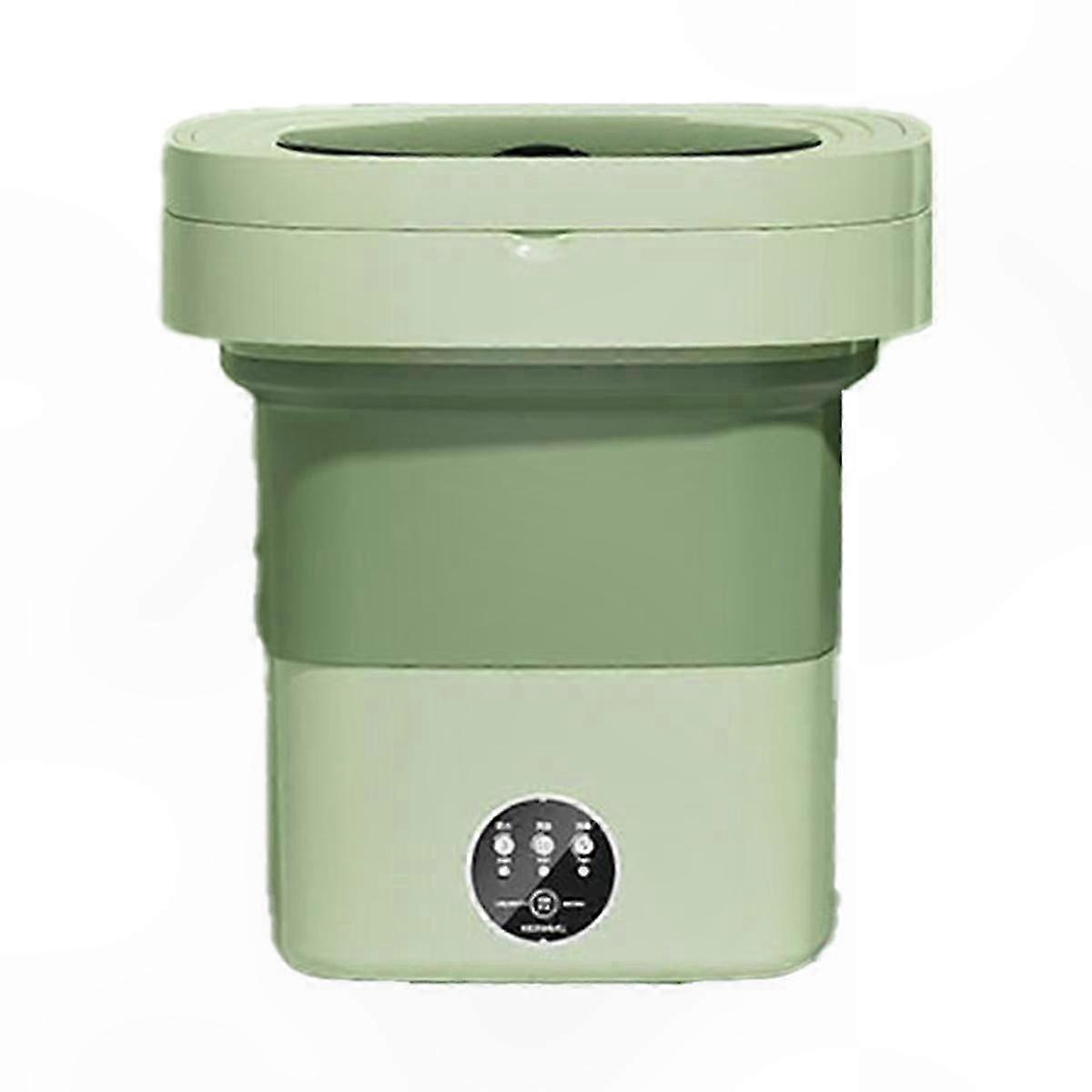 Portable Mini Washing Machine for Underwear and Small Loads, 8L Capacity, Foldable Design, Green (US)