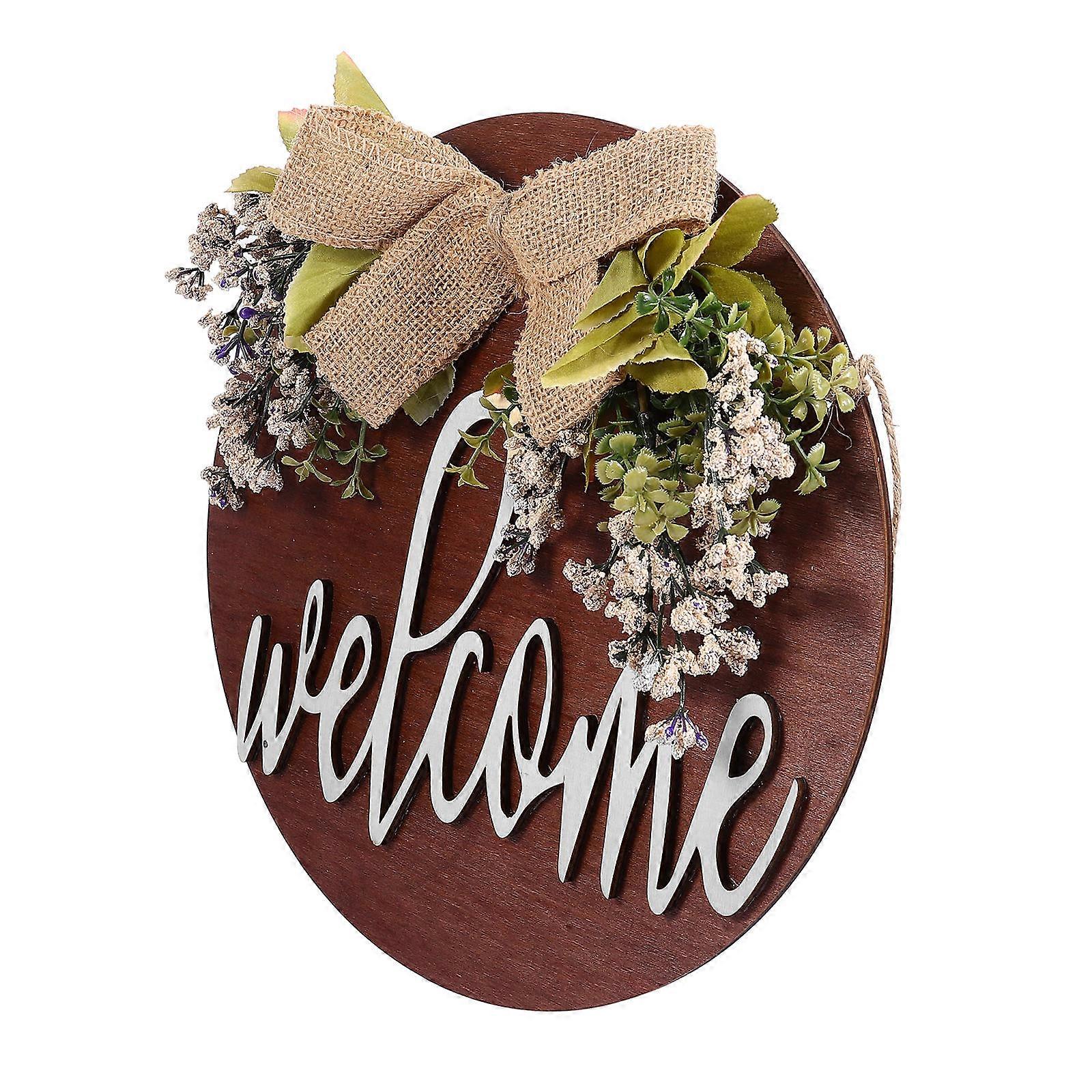 Stylish Door Sign Hanging Pendant Welcome Decorative Plaque Coffee Color Plastic 1pc