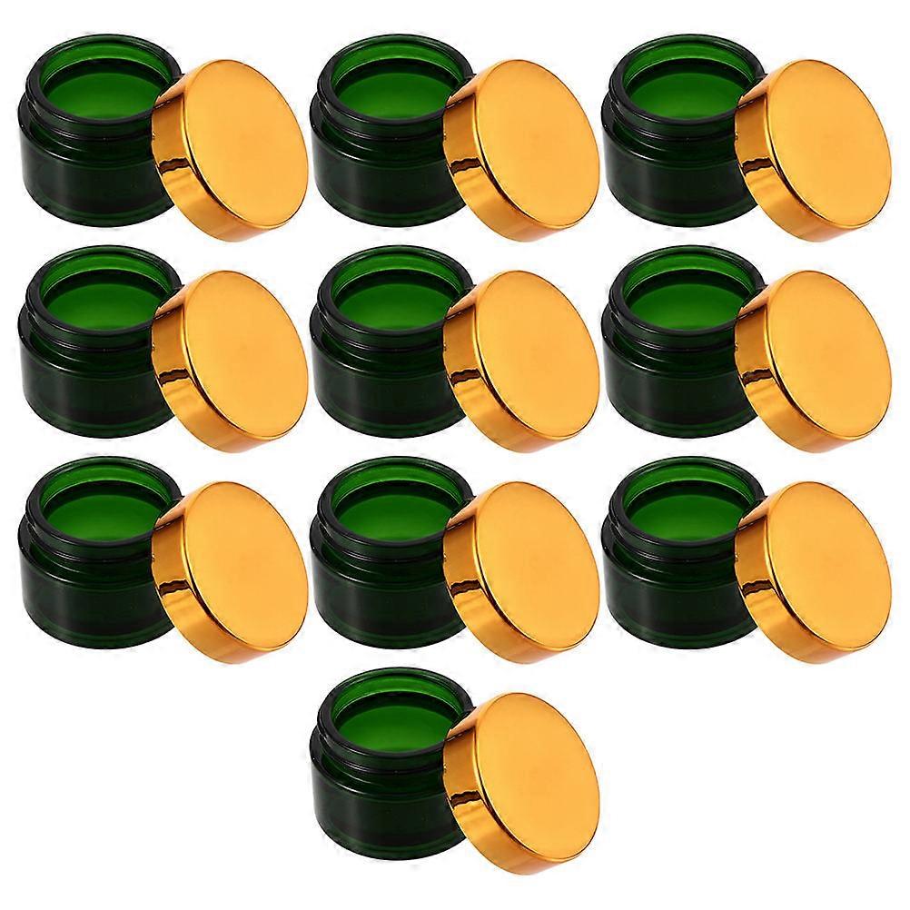 10pcs Reusable Small Glass Storage Bottles for Cream Lotion Green Color Portable Leak Proof