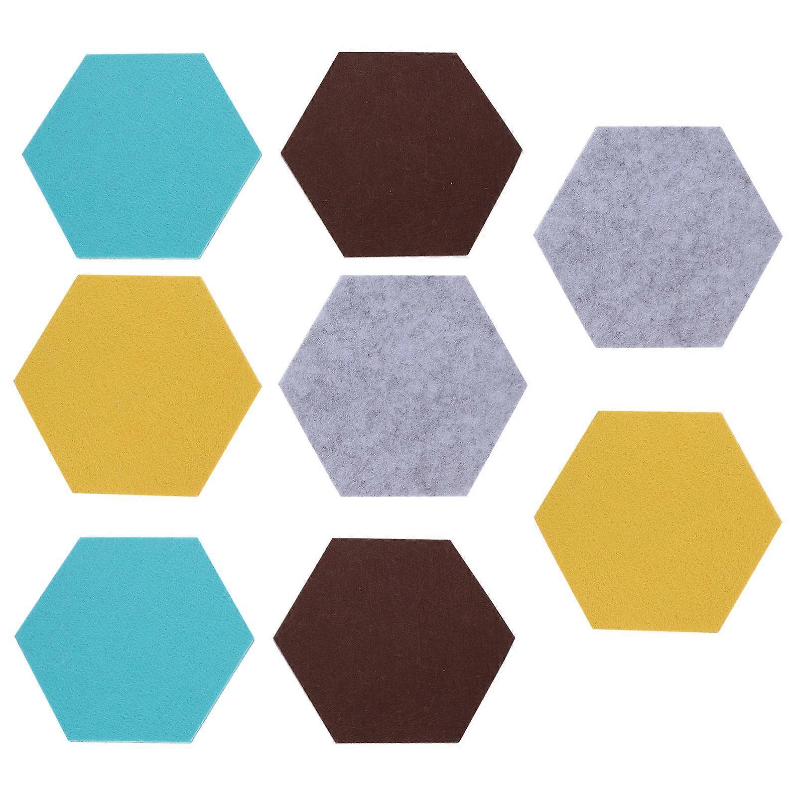 6 Pack Hexagonal Felt Notice Boards DIY Wall Memo Tiles for Office, Bedroom & Living Room Decor Assorted Deep Yellow, Blue, Green & Gray Colors