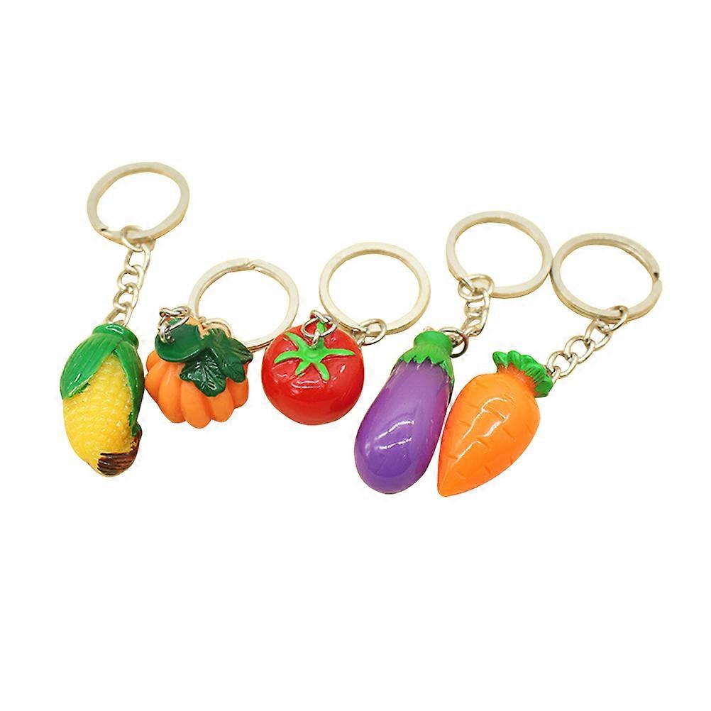10pcs Resin Plastic Keyrings Vegetable Charm Pendants Random Style Keychains