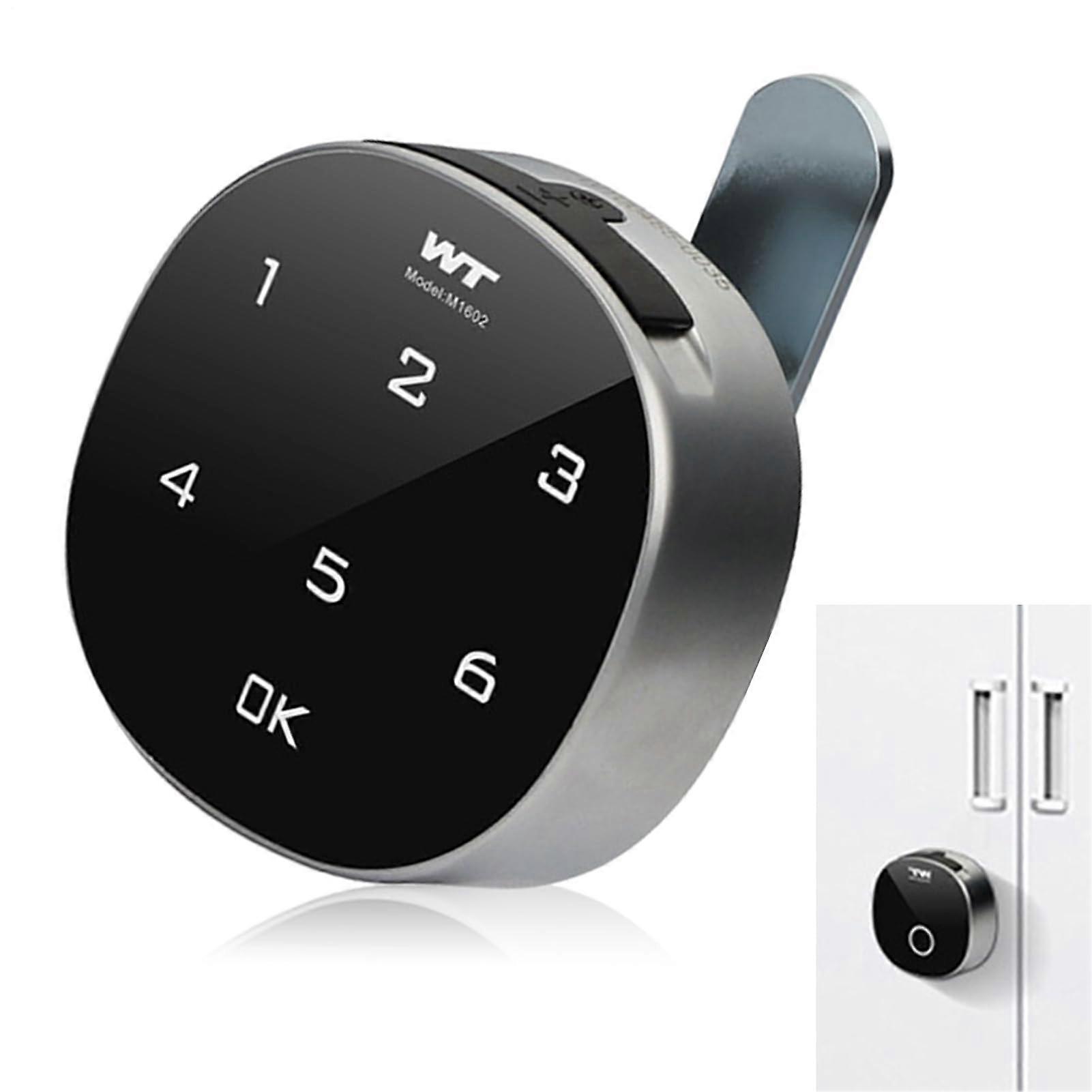 Touch keypad lock, electronic keypad lock, 19 mm, electronic drawer lock, keyless cabinet lock, zinc alloy, nano chip, matte chrome, battery