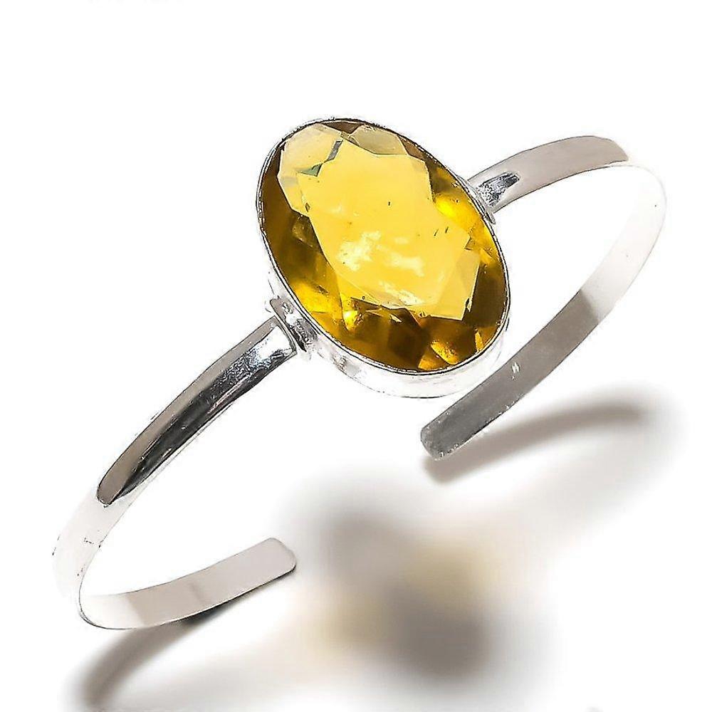 Natural Citrine Gemstone 925 Sterling Silver Cuff Bangle Adjustable b5a30