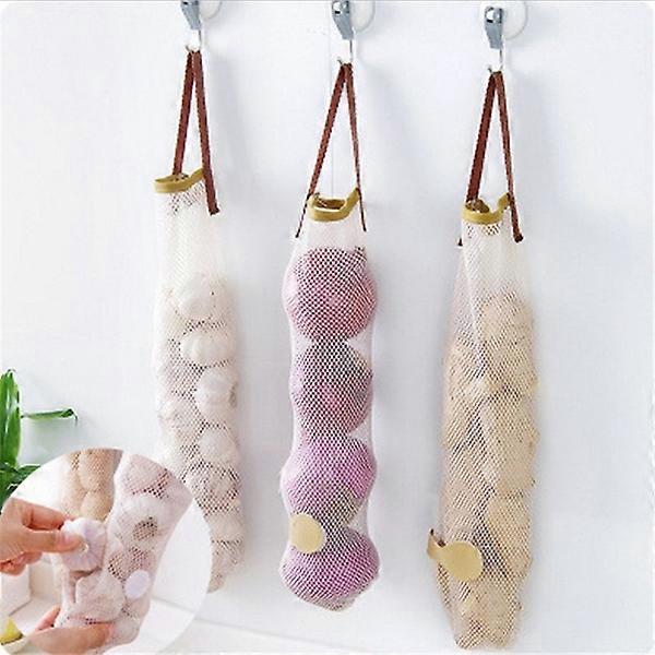 3-piece kitchen hanging fruit and vegetable storage mesh bag