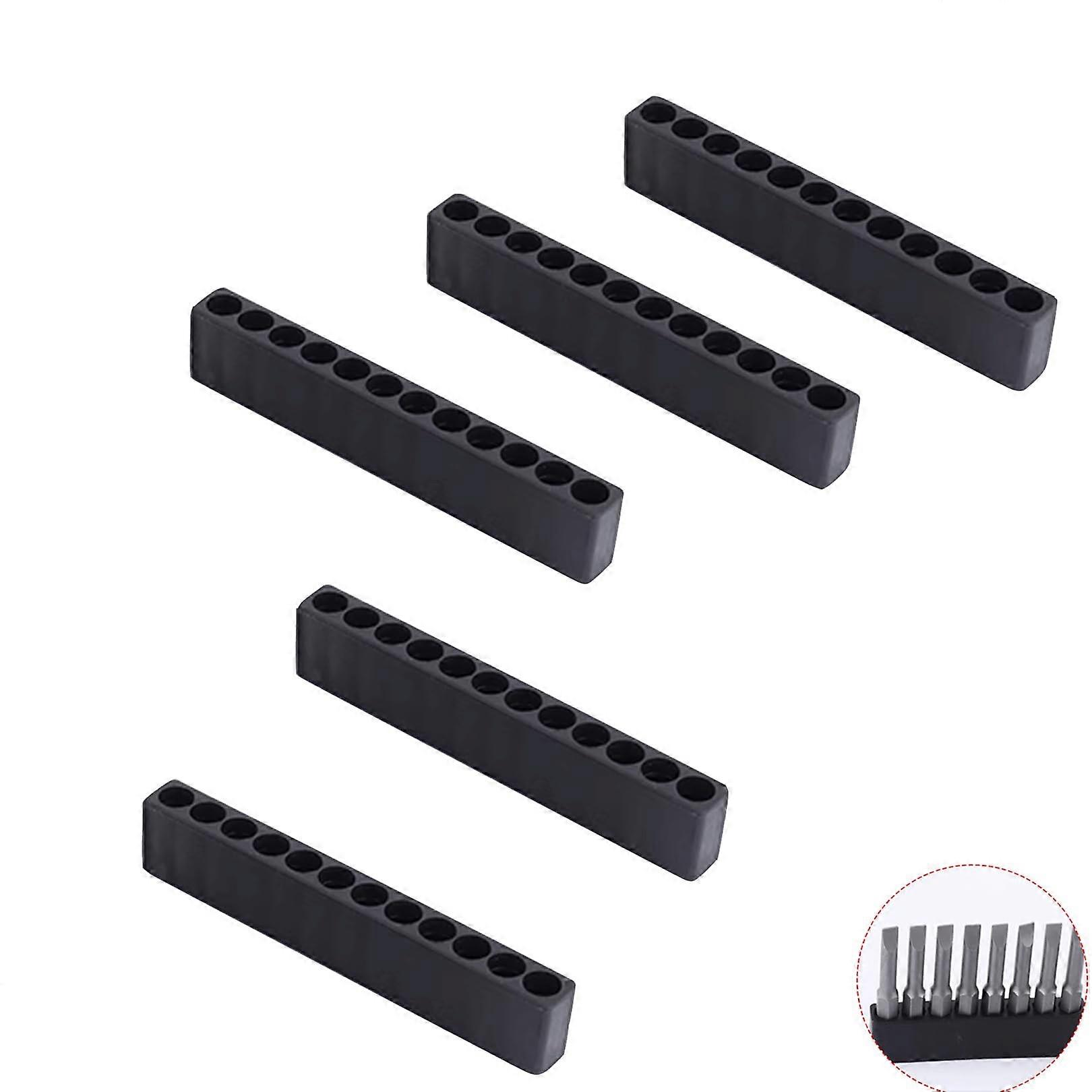 Pack of 5 Bit Holder Screwdriver Head Storage Plastic 12 Holes with Hex Shank Screwdriver Bit Holder Bit Storage Black for Screwdriver Storage