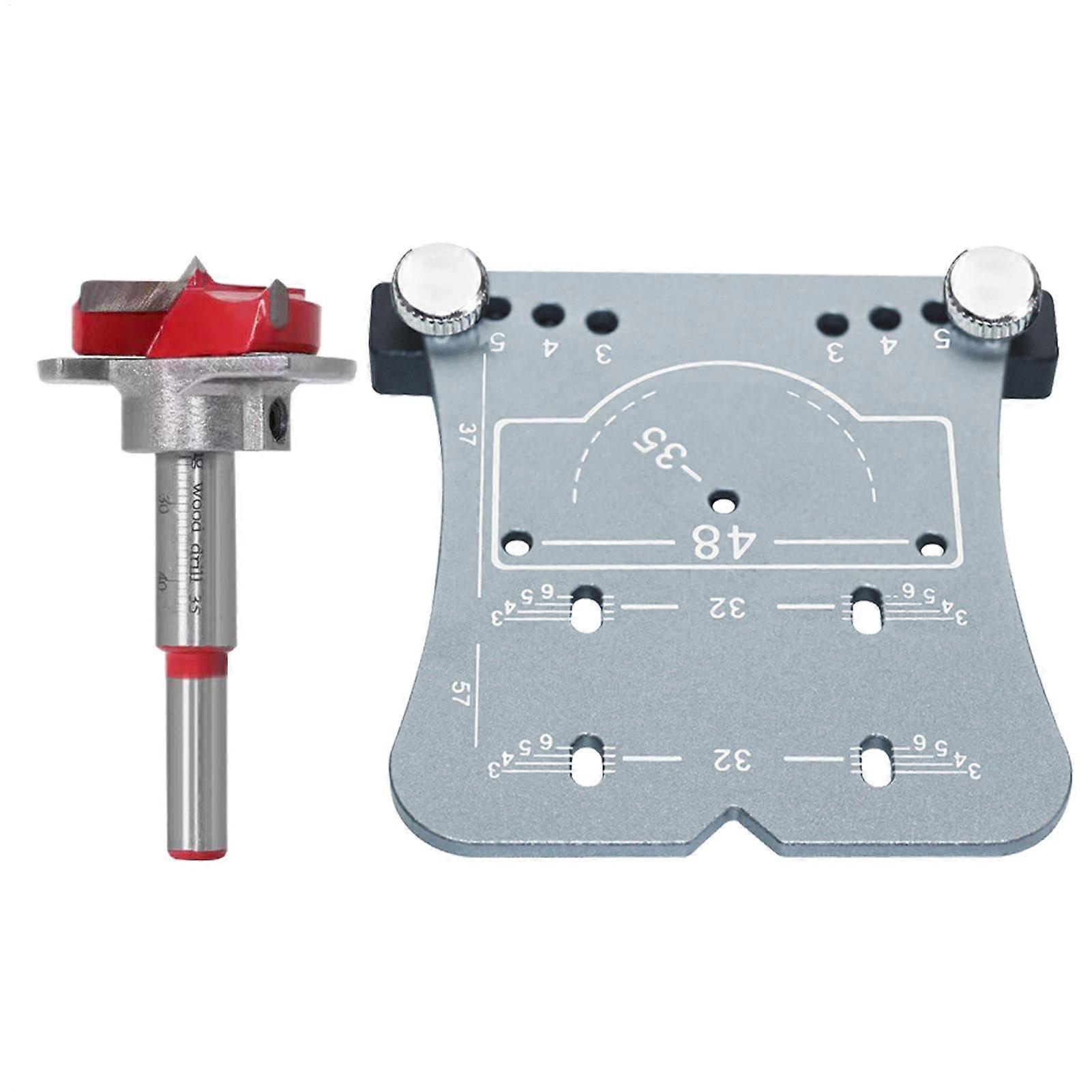 Drilling Template for Metal Shelf Pins, 35mm Shelf Gauge Drill Guide, Aluminum Alloy Hinge Positioning Plate, Silver