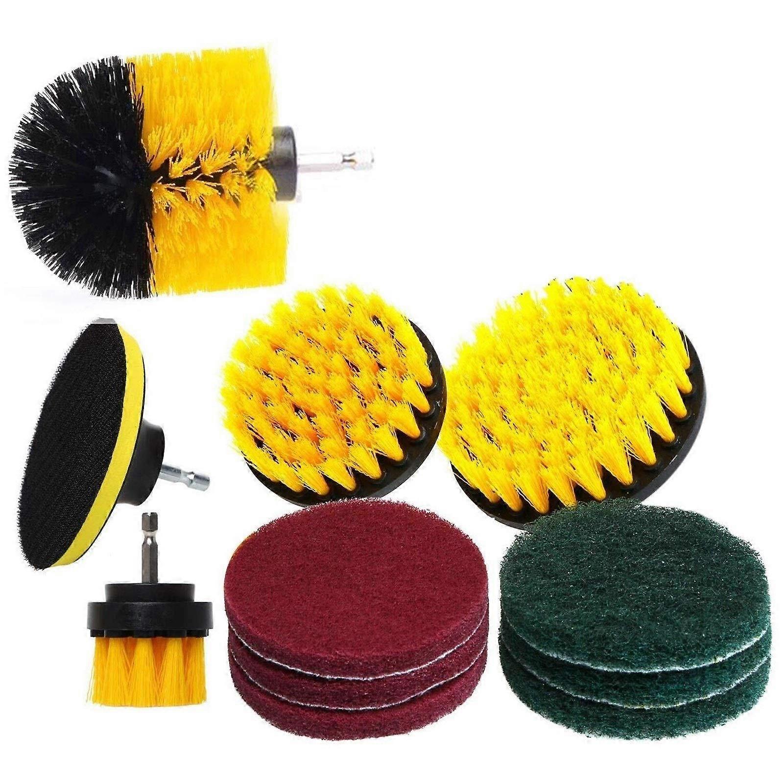 Drill Brush Set, 12-Piece Power Scrub Brush Attachments with Drill Bit Extender for Grout, Tile, Sink, and Bathtub Cleaning