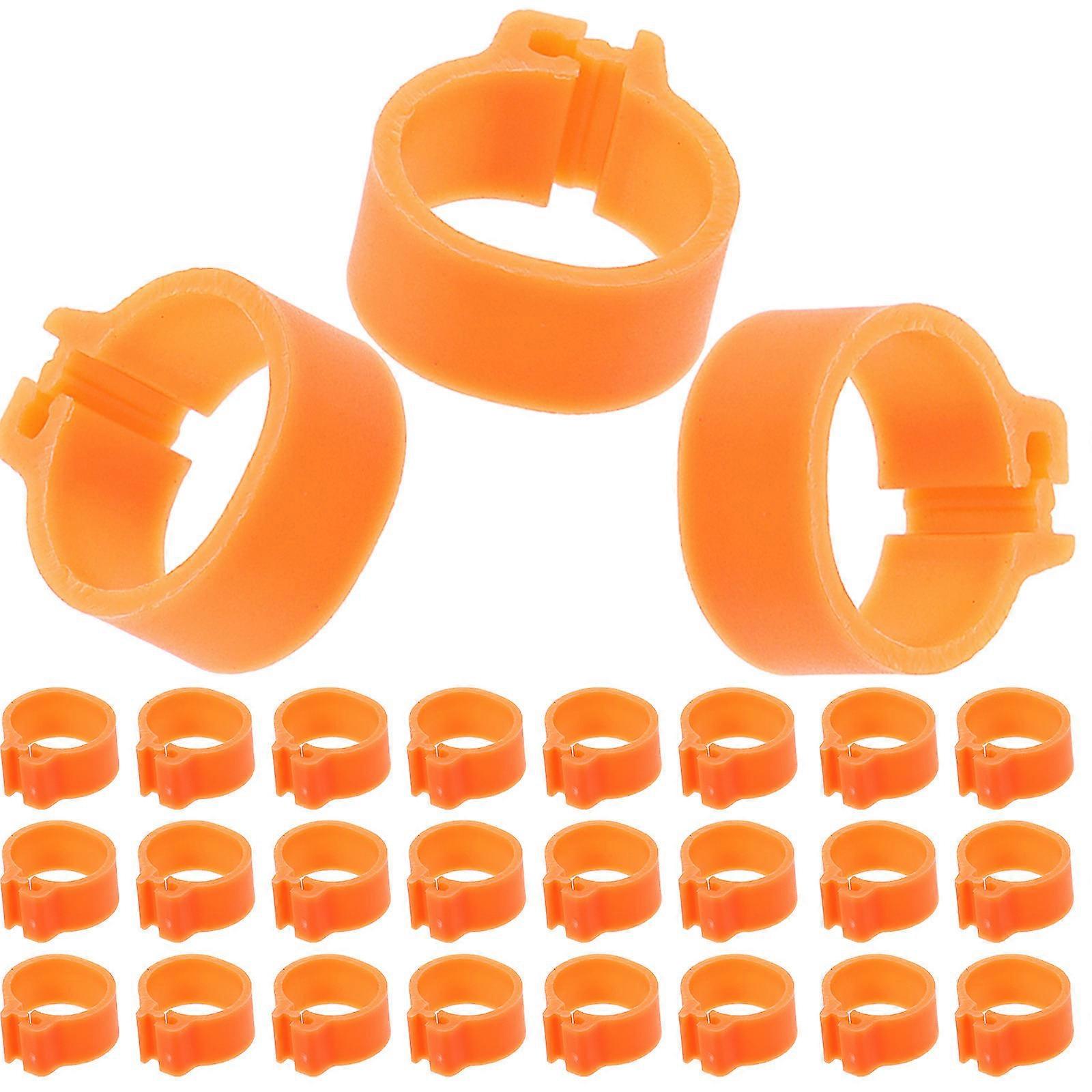 Identification Leg Bands for Pigeons Bird Identification Orange Plastic for Poultry Management 100Pcs