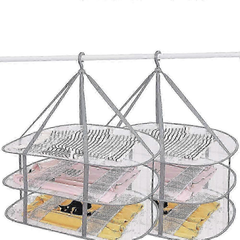 3-Tier Foldable Clothes Drying Rack, Windproof Space-Saving, 2-Pack for Indoor Outdoor Use