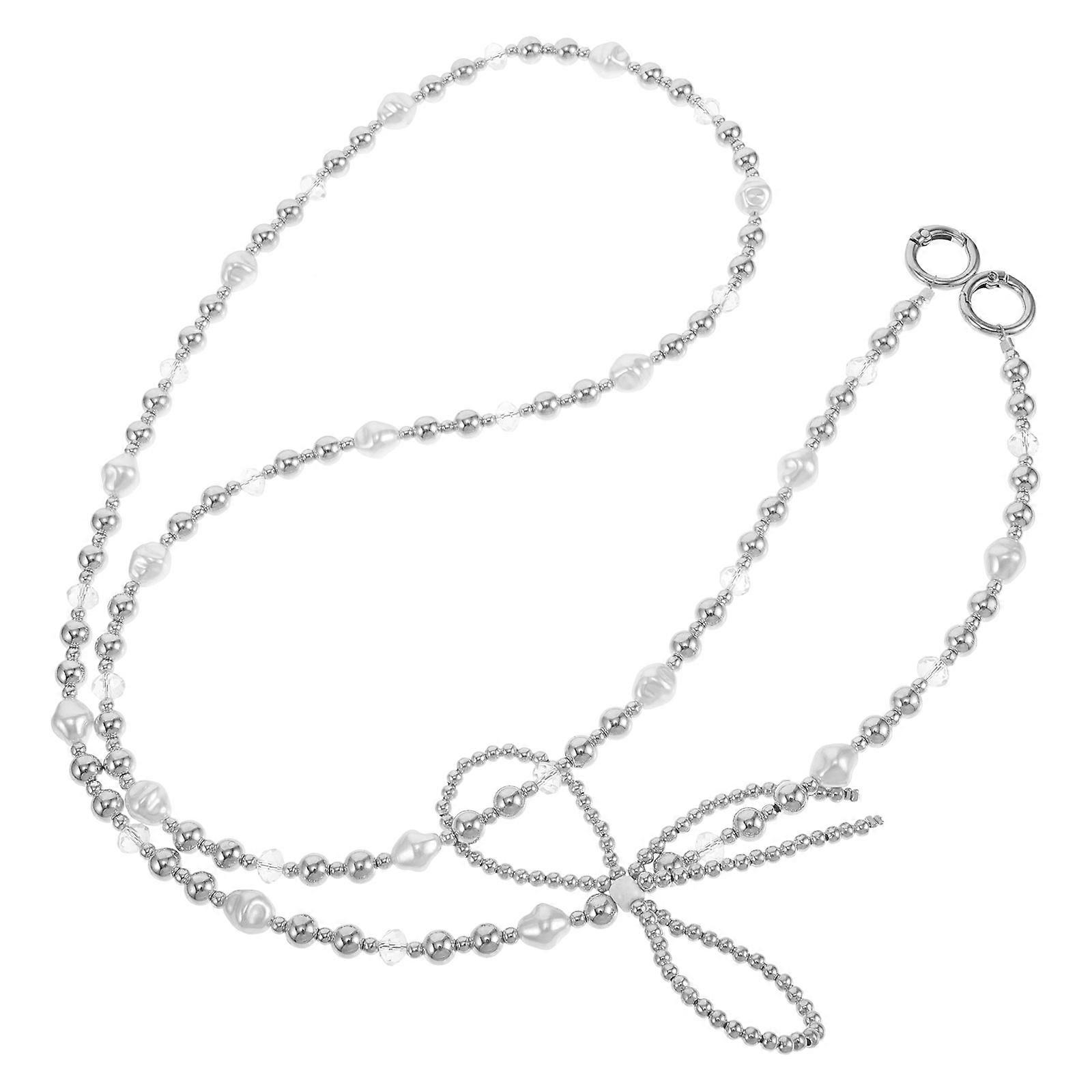 Elegant Beaded Purse Strap with Metal Buckle and Pearl Accents, Durable Handbag Chain Replacement for Various Bag Styles and Crossbody Use
