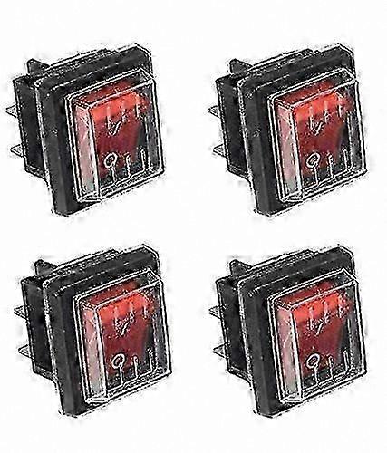 Red Indicator Waterproof Rocker Switches 4-Pack for Various Electrical Devices