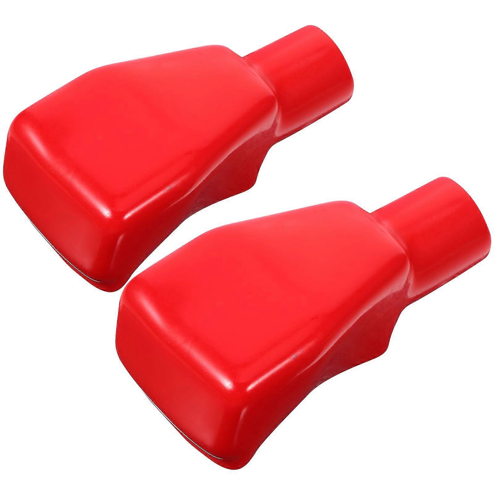 2 PCS Universal Car Positive Battery Terminal Covers Post Flexible Battery Terminal Insulating Protector Caps - Size L (Red)