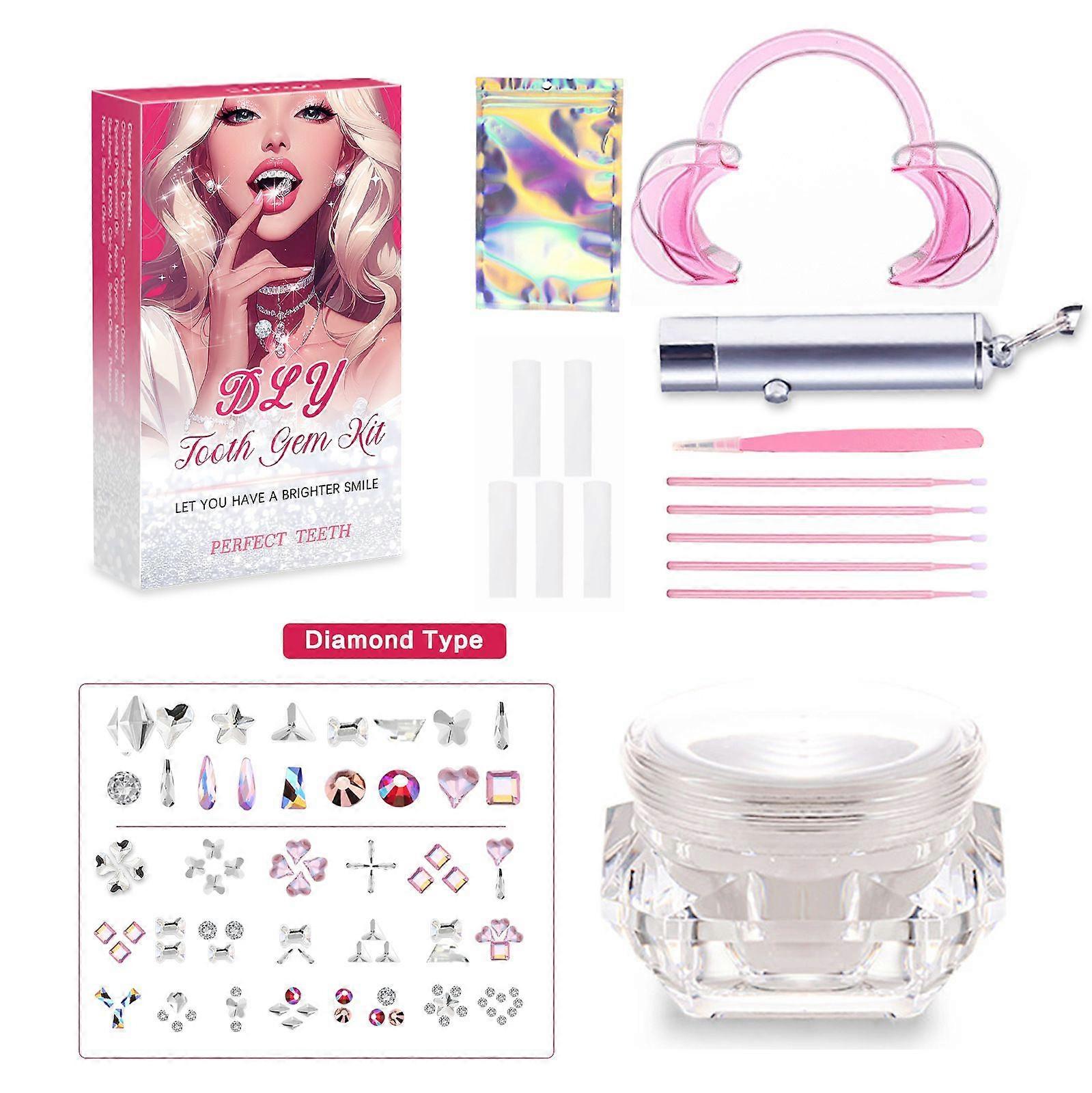 Súprava zubných šperkov, zubný kameň, súprava zubných drahokamov s kryštálmi, DIY ručne vyrábané šperky na zuby na zdobenie a zdobenie zubov, ideálne pre 