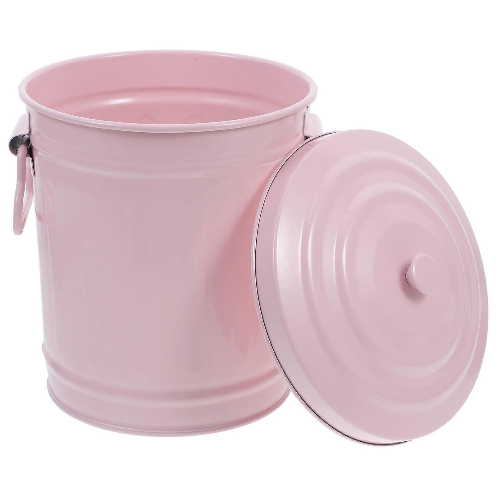 Hemoton Candy Bucket with Lid Cute Trash Mug Office 1 Set Pink
