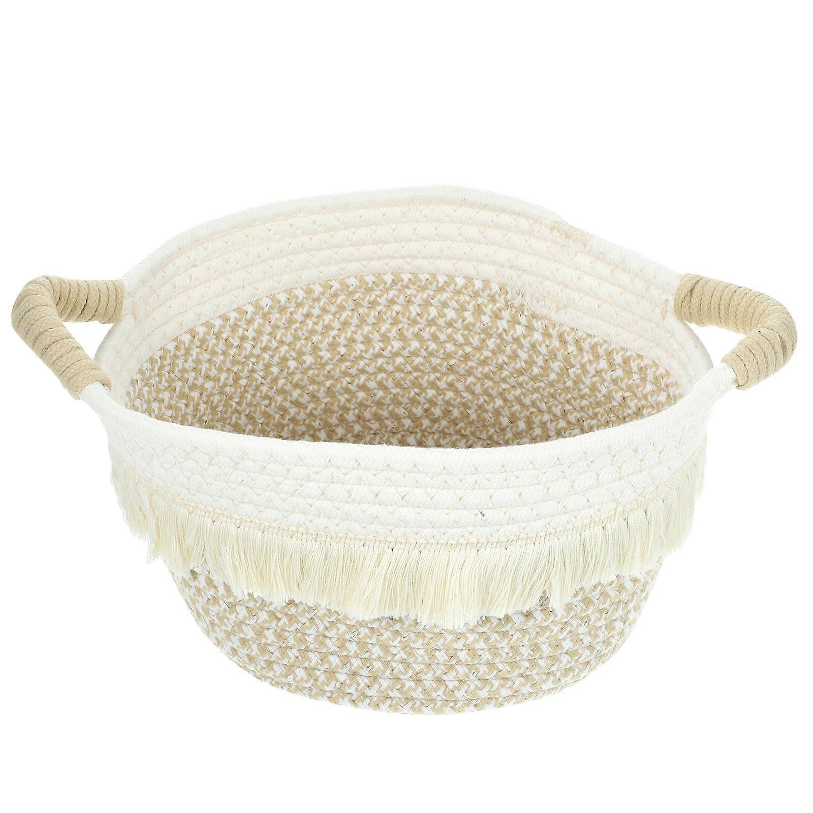 Cotton Rope Storage Basket for Organizing Sundries Beige Lightweight and Reusable 12.5 x 8.5 x 9 Inches
