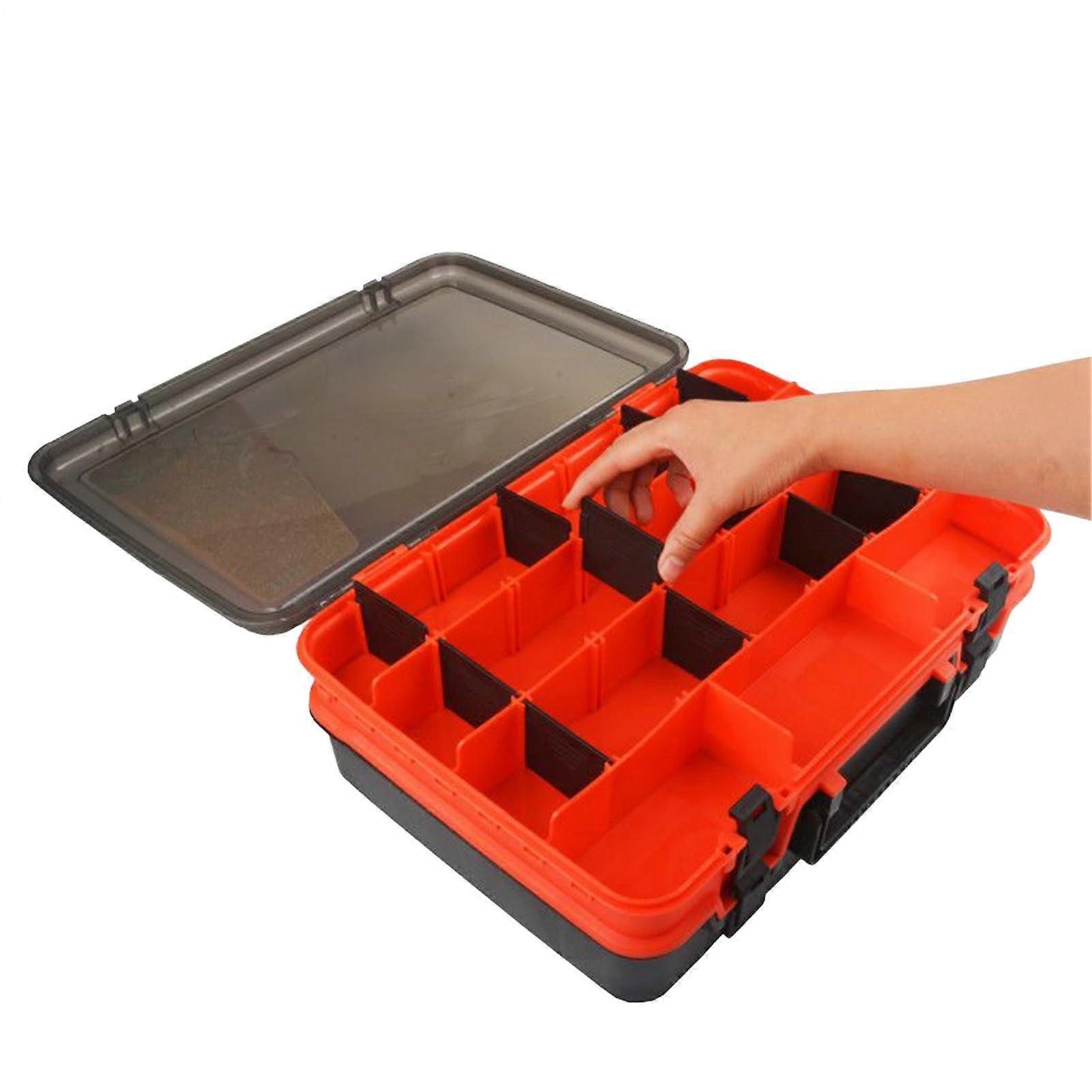 Fishing Tackle Box 2Layer Lure Organizer AllWeather Storage Portable Case Adjustable Compartments For Trout And Bass
