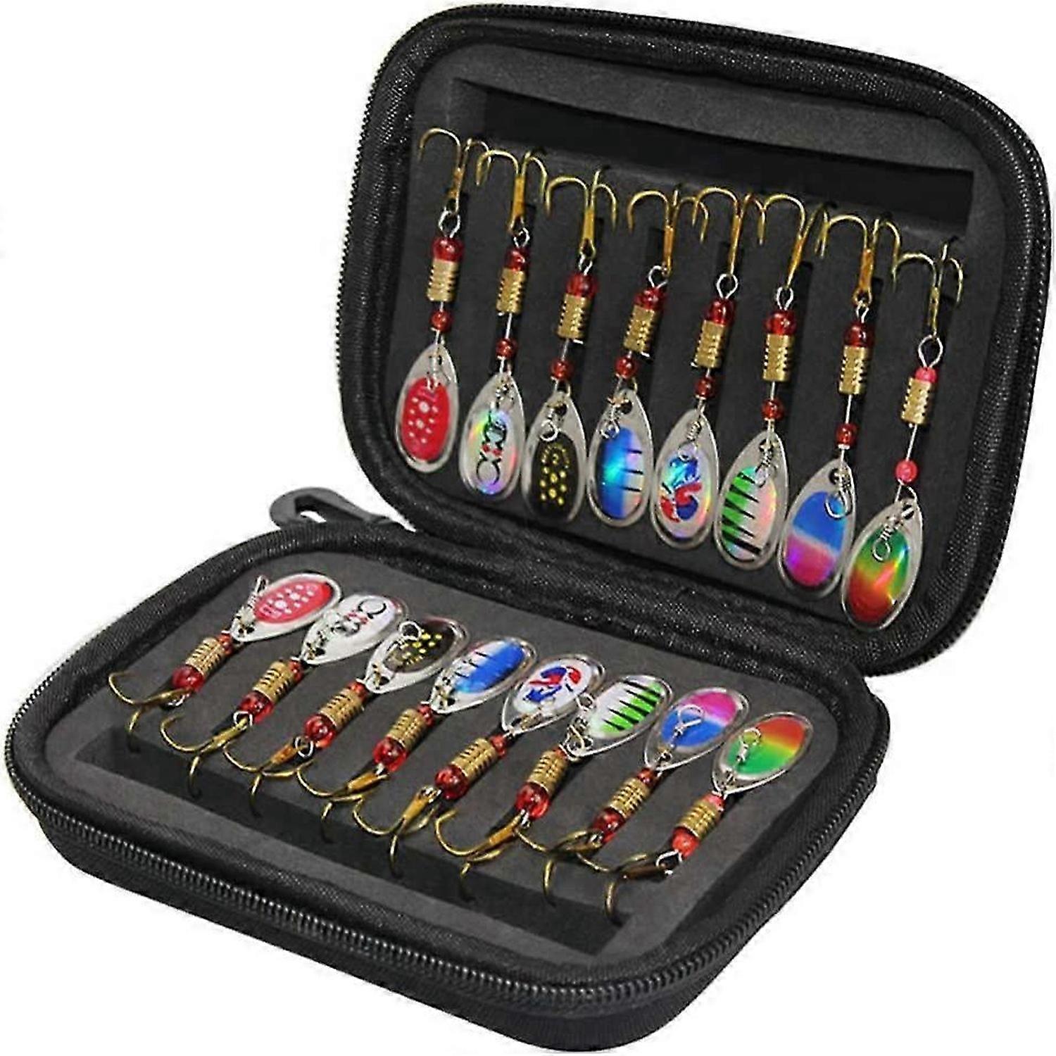 16pcs Angelköder Spinner Spoon Set mit Tasche Forelle Barsch Lachs Hecht