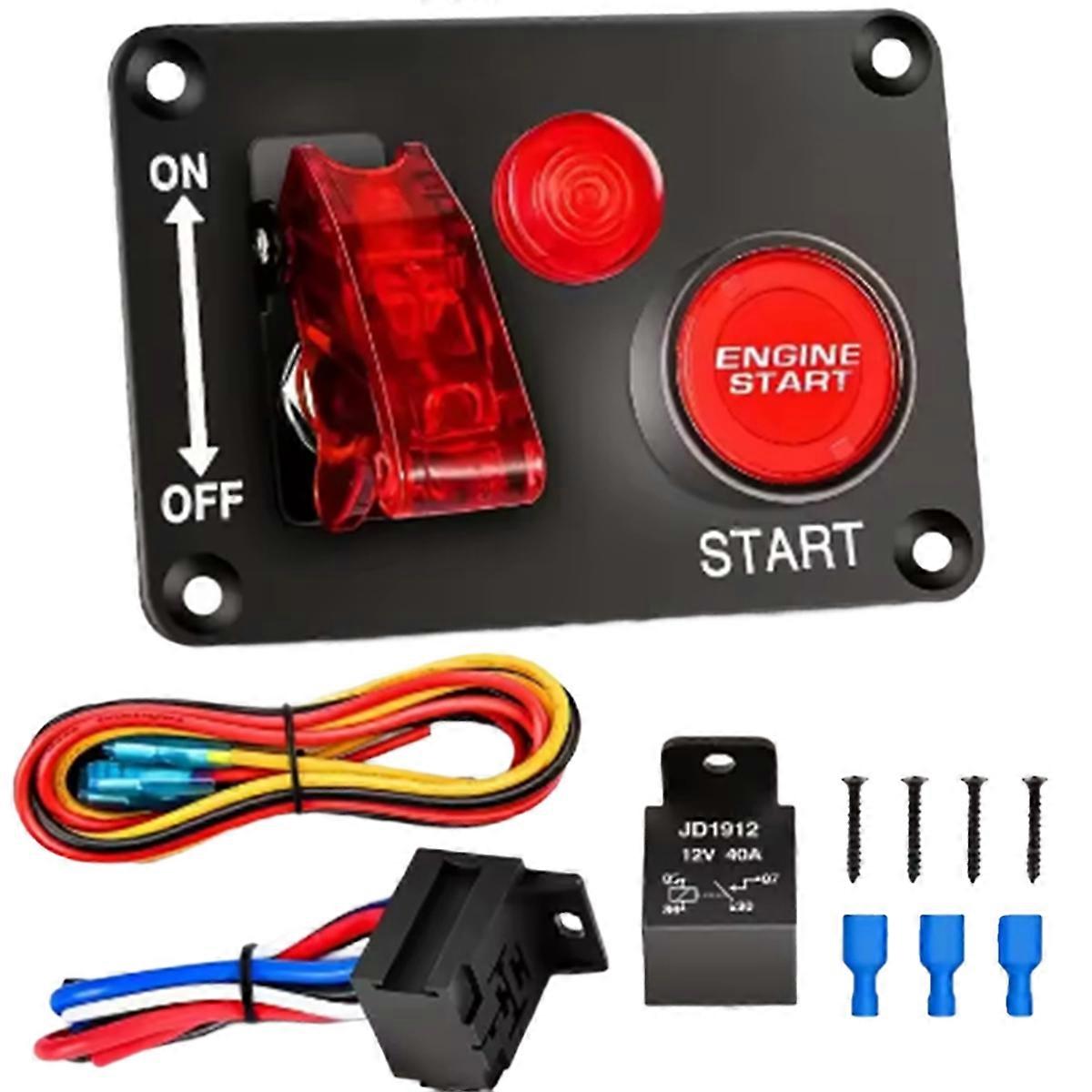 12V Racing Car Launcher Start Stop Button Ignition Light Toggle Switch Panel Automotive Accessories for Boat ATV UTV