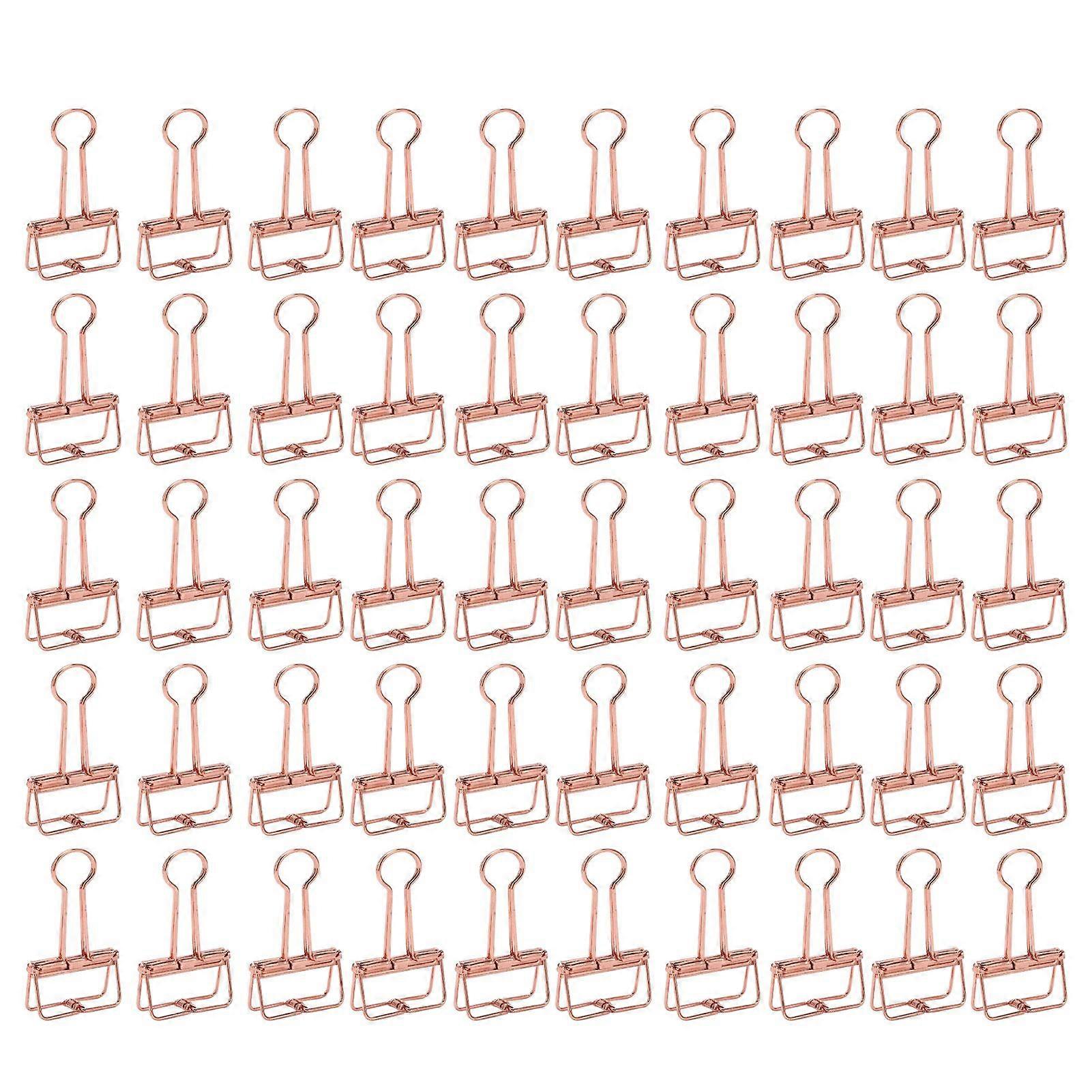 50Pcs Hollow Binder Clips Metal Paper Binder Clips for Documents Papers Test Reports Rose Gold