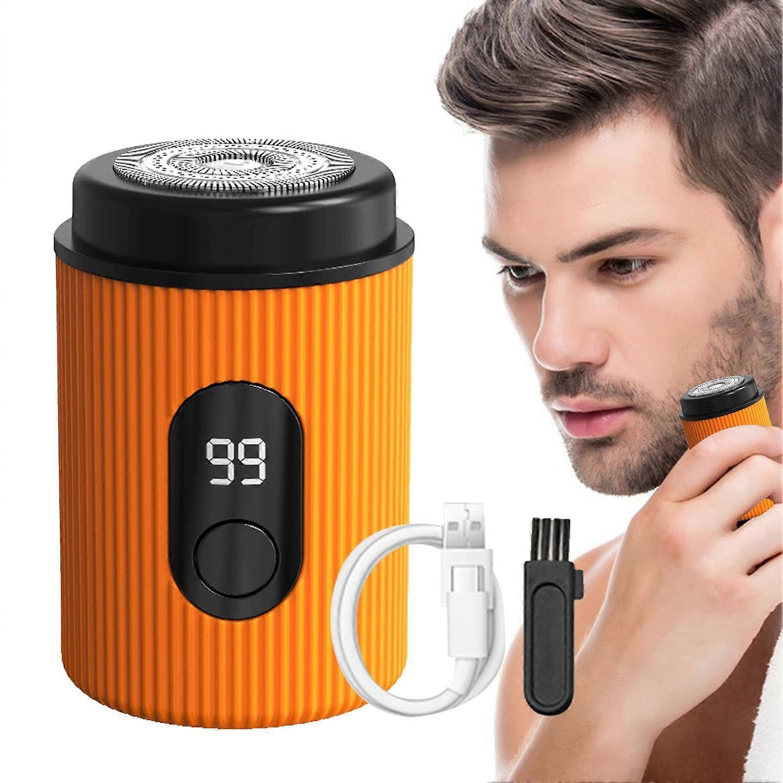 Portable Household Shaver Electric Shavers For Men LED Display Cordless Beard Trimmer Orange Model 1