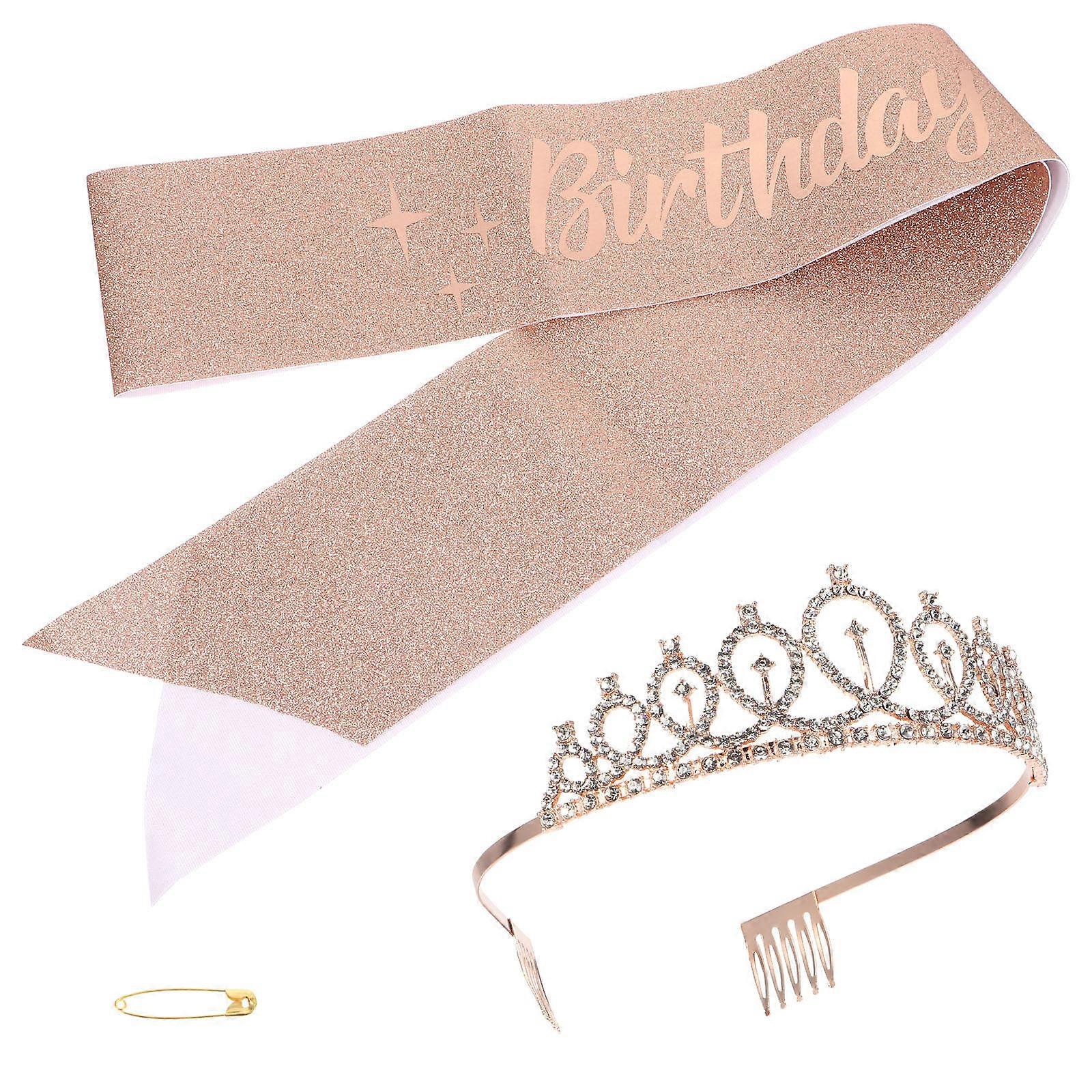 Birthday Party Decorative Crown Shoulder Strap and Headband Set