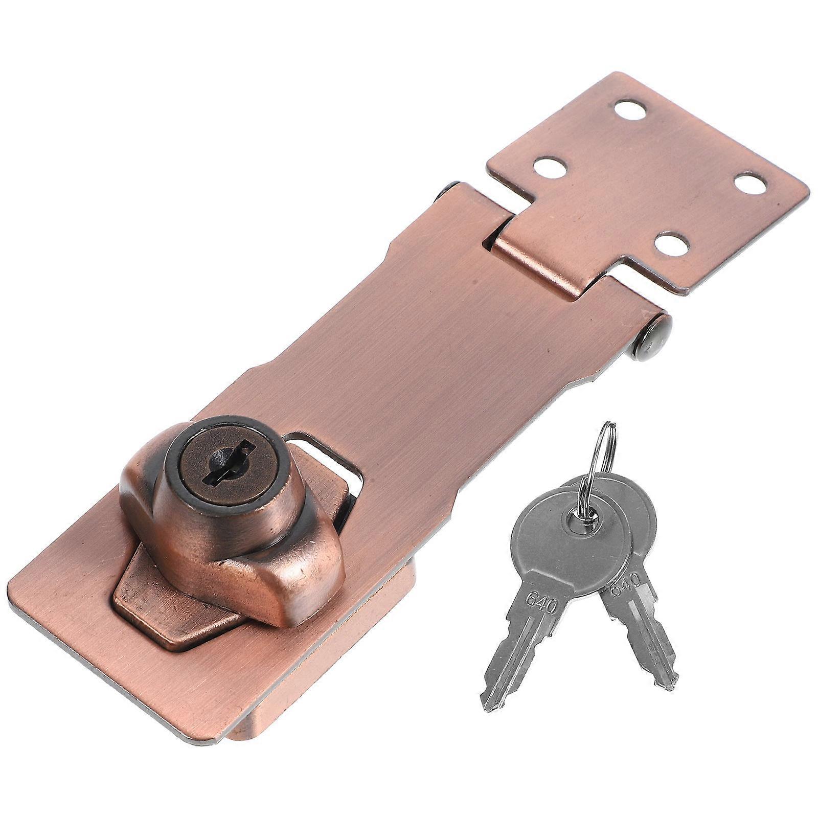 3Sets Hasp Latch Padlock for Cabinet Brown Sturdy Metal Locking Solution