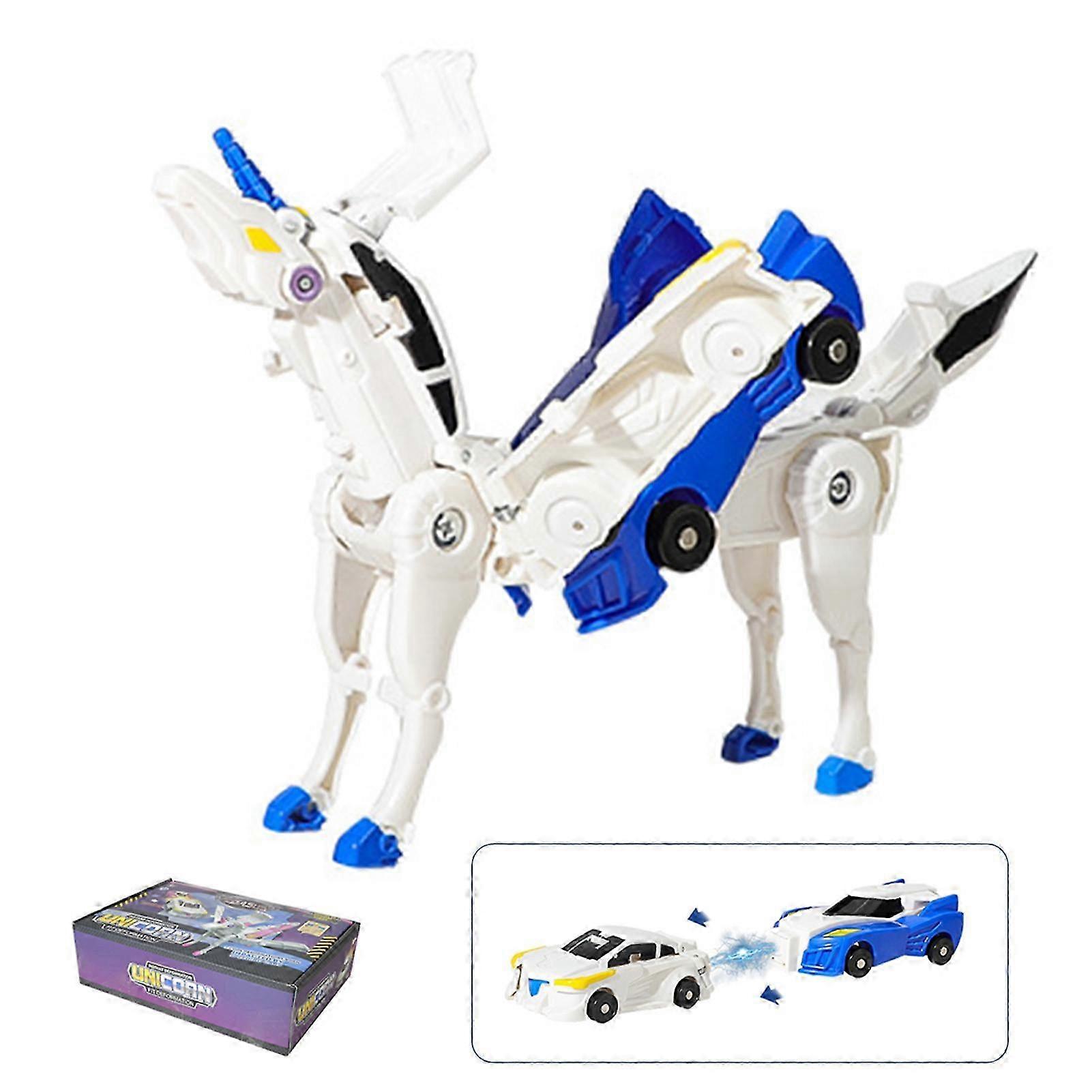 Unicorn Themed Transforming Toy Car with Collision Feature for Children