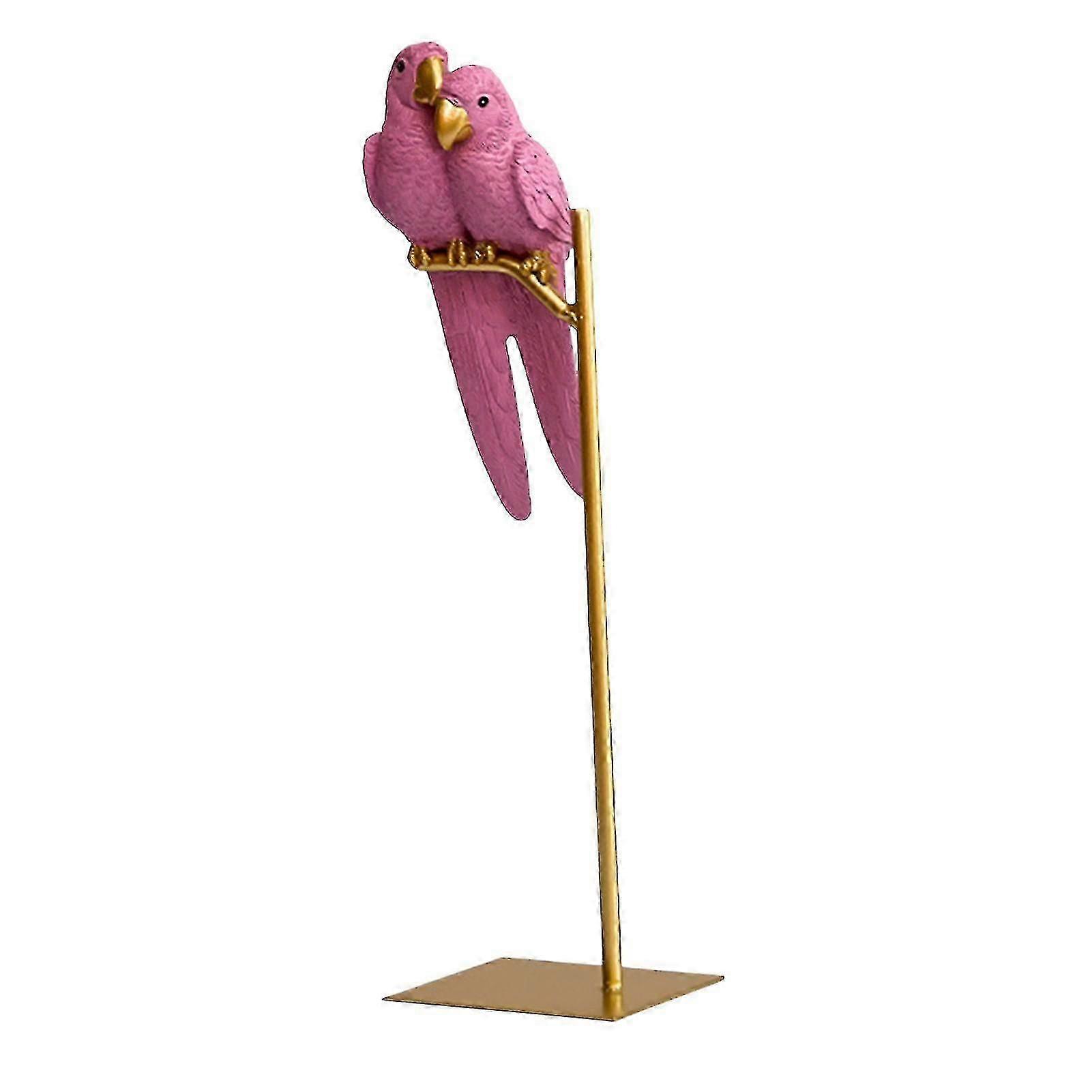 Parrot Statue Ornament Couple Macaw Bird Perching On Table Top Stand For Home Decor Bar Decor