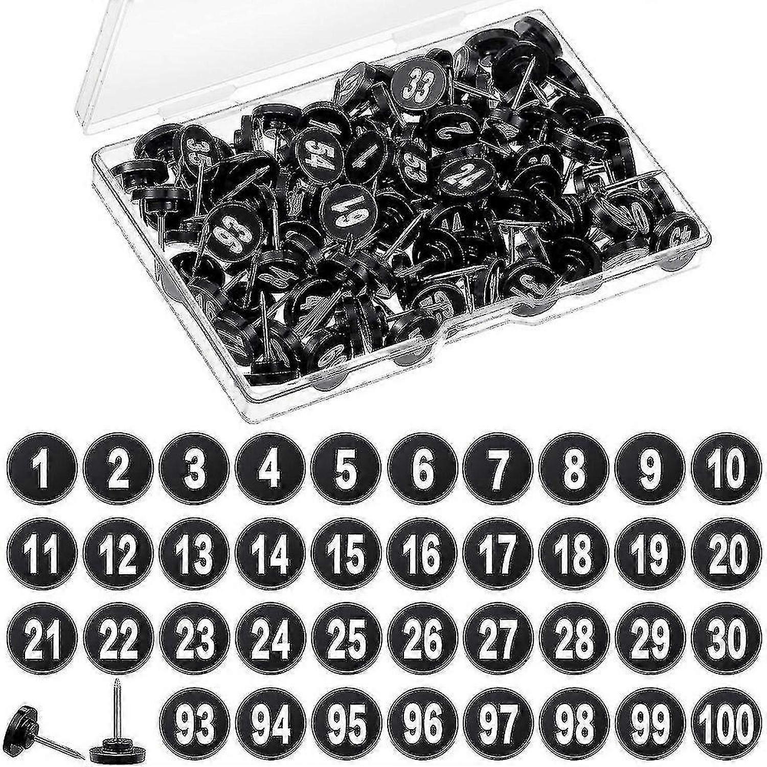 100 stuks genummerde push pin tacks 100 sequentiële pinnen duim tacks platte tacks push