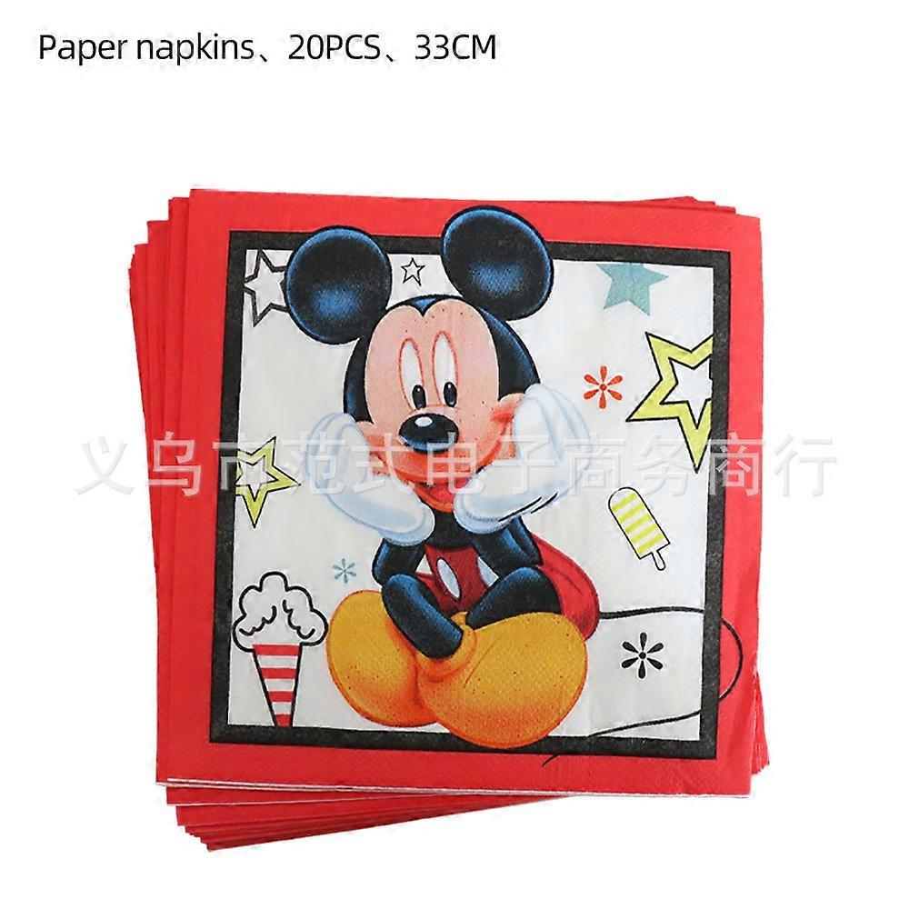 New Mickey Mouse themed party decoration supplies birthday party disposable paper plates, paper towels and tablecloths set