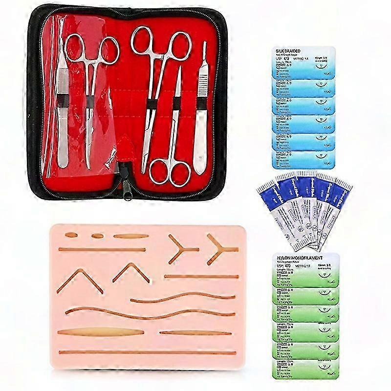 Student Suture Practice Kit with Silicone Pad & Tools for Medical Training
