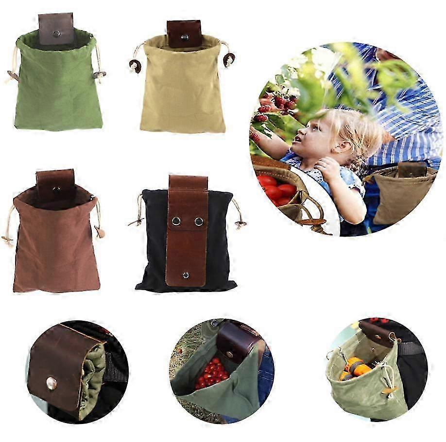 Leather Belt Pouch Waxed Canvas Fruit Picking Bag 2025