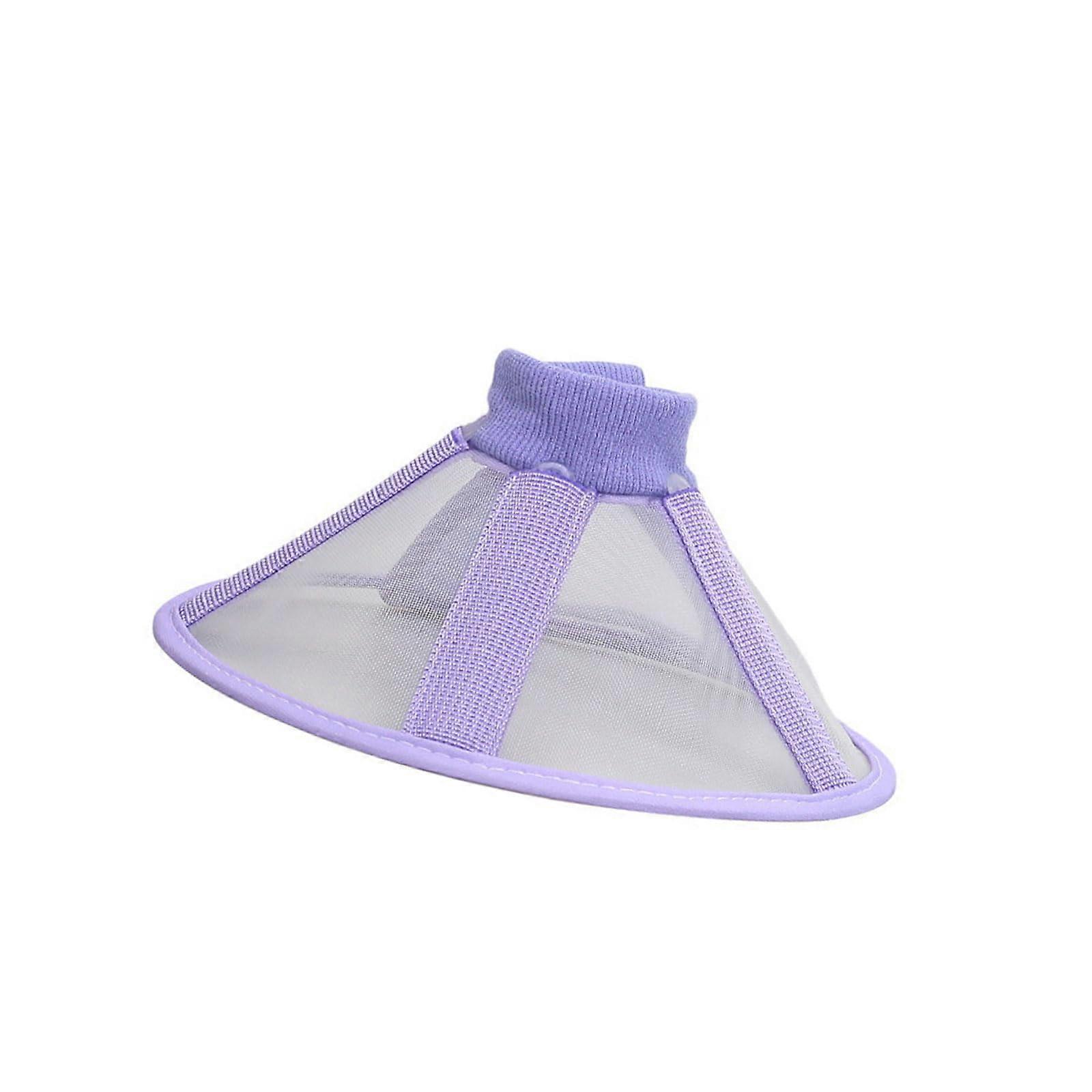 Elizabethan Collar For Pet Post Surgical Wound Protection Soft Comfortable Net Cone Adjustable Neckband Purple M