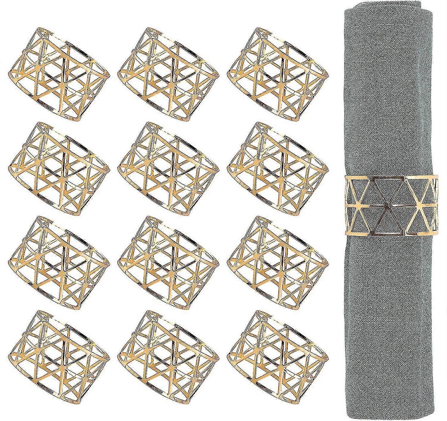 خواتم منديل، 12pcs خواتم منديل الذهب، حاملي خاتم منديل لتناول الطعام