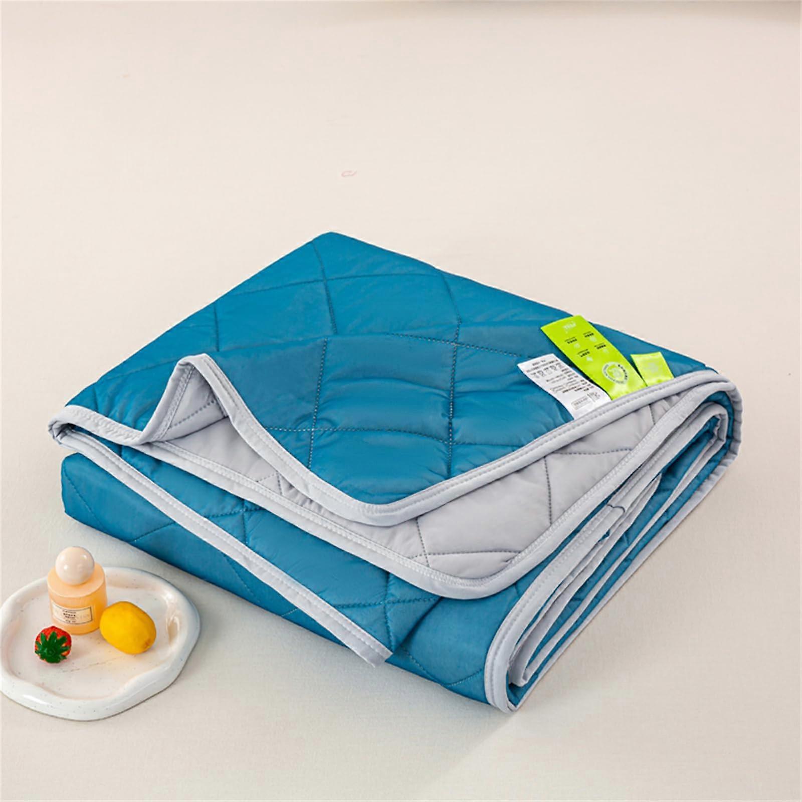 Double Spell Solid Color Bed Throw Quilted Bedspread Lightweight Patchwork Quilt All Seasons 150x200cm Dark Blue