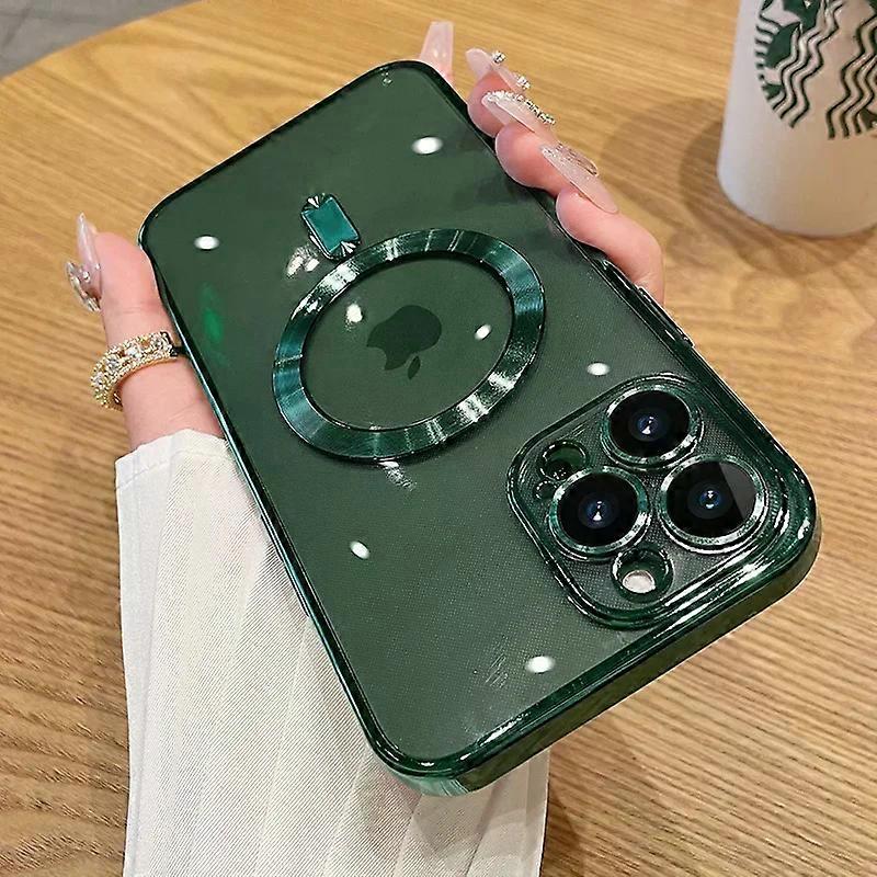Magnetic Plating Case For iPhone 16 15 14 Plus 13 12 11 Pro Max Camera Lens Protector Glass For Magsafe Wireless Charger Cover