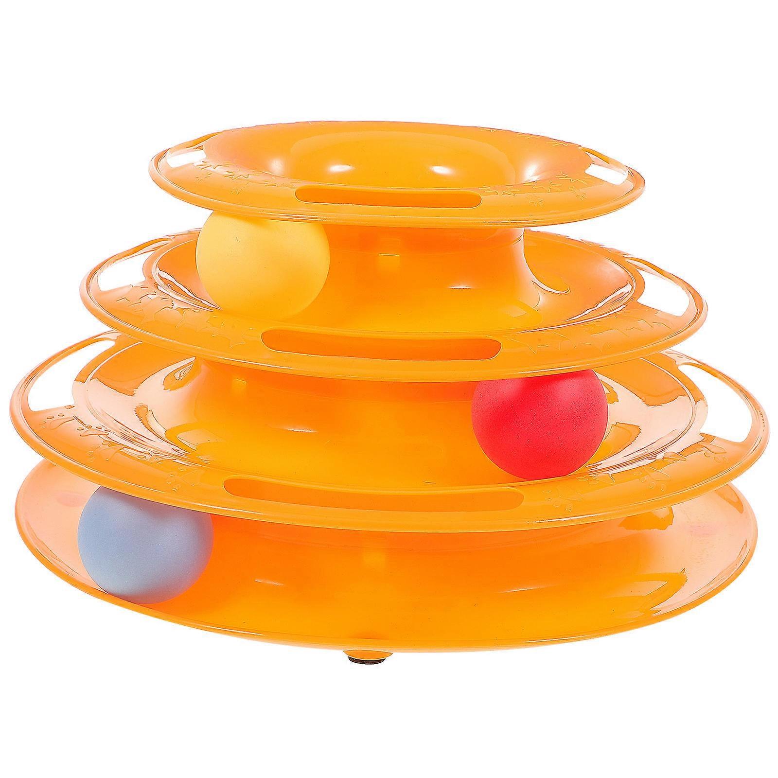 Cat Turntable 3-Layer Rotating Ball Pet Toy for Cat 2Pcs Colorful