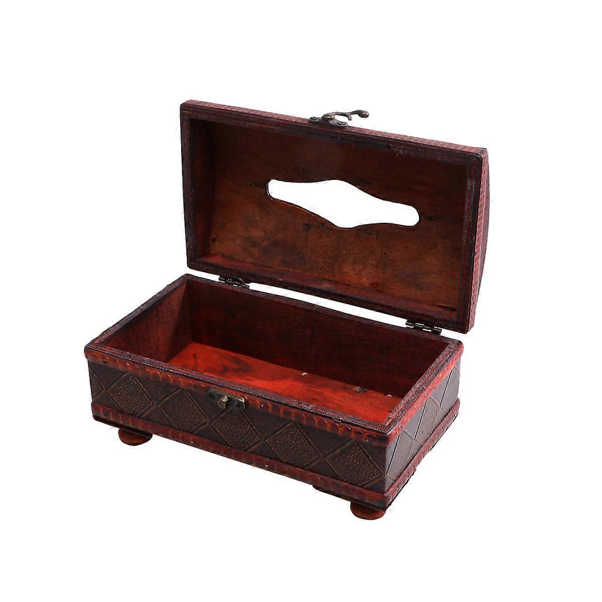 2Pcs Wooden Paper Storage Box For Restaurant Occasion Vintage Design 21X12X10.5Cm