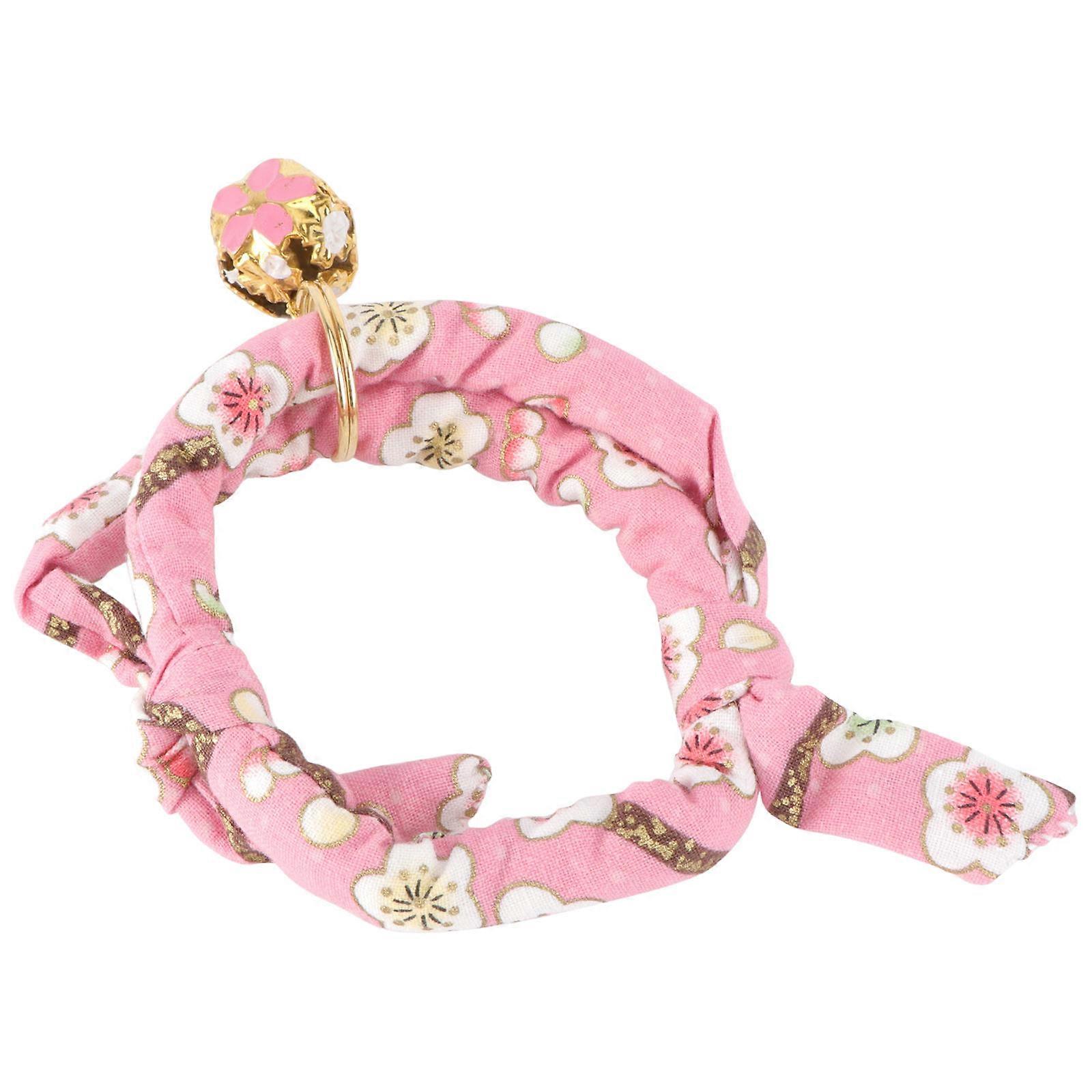 Pet Collar with Bell Adjustable Collar 2Pcs for Cat Dog in Rosy Color