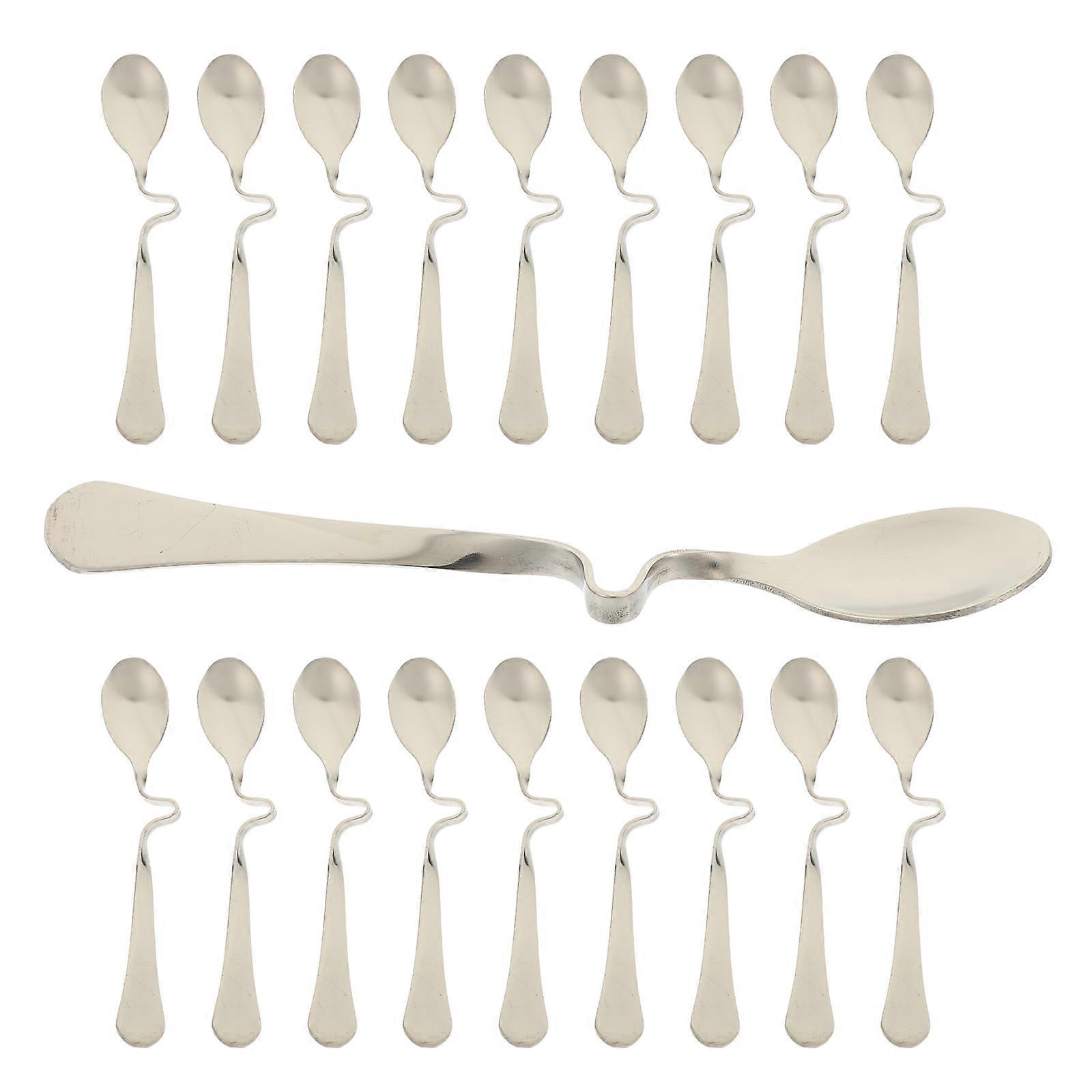 80 Pcs Curved Handle Stainless Steel Spoons High-grade Coffee Mixing Tools For Home Users and Cafes