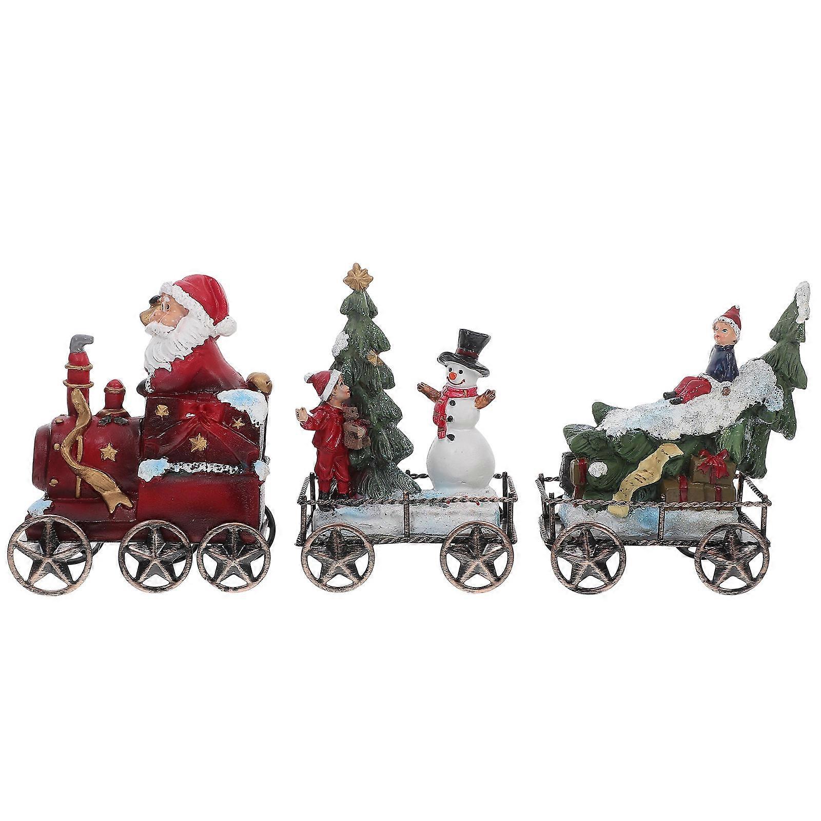 Christmas Table Decor Resin Train Set for Decoration 6Pcs