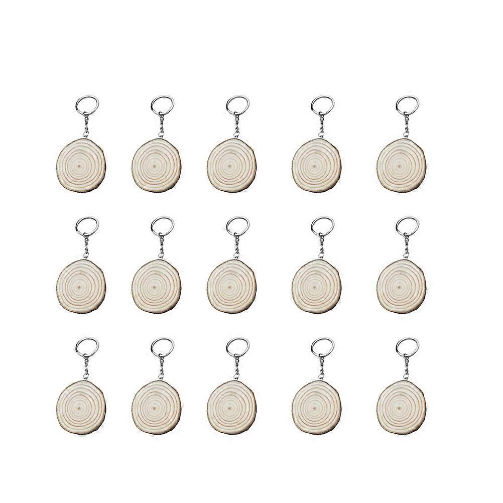 Key Chain Decor Round Wood Pieces for Holding Keys 40Pcs Beige Set