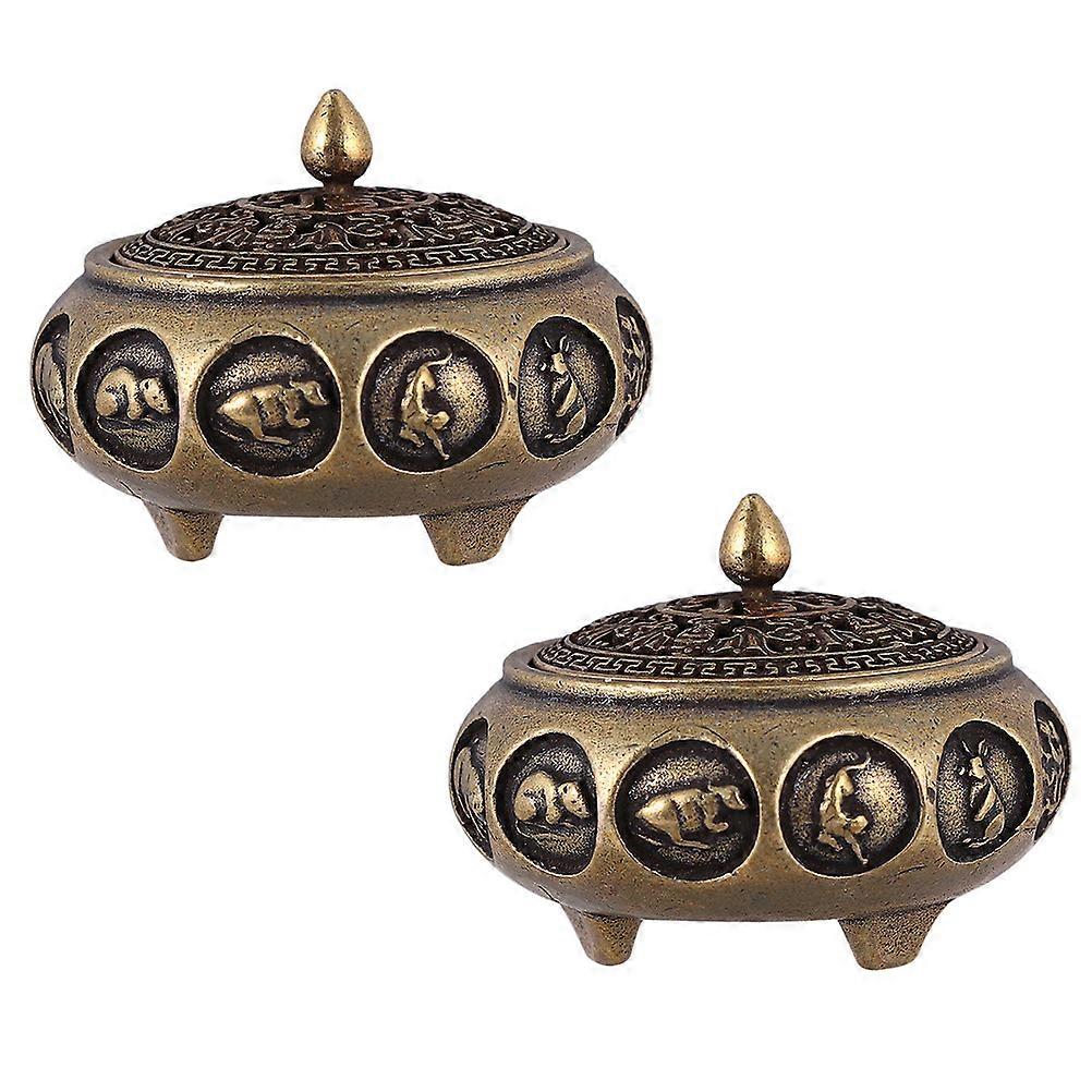 Copper Incense Holder Coffee Incense Burner for Decoration 2Pcs Retro Design