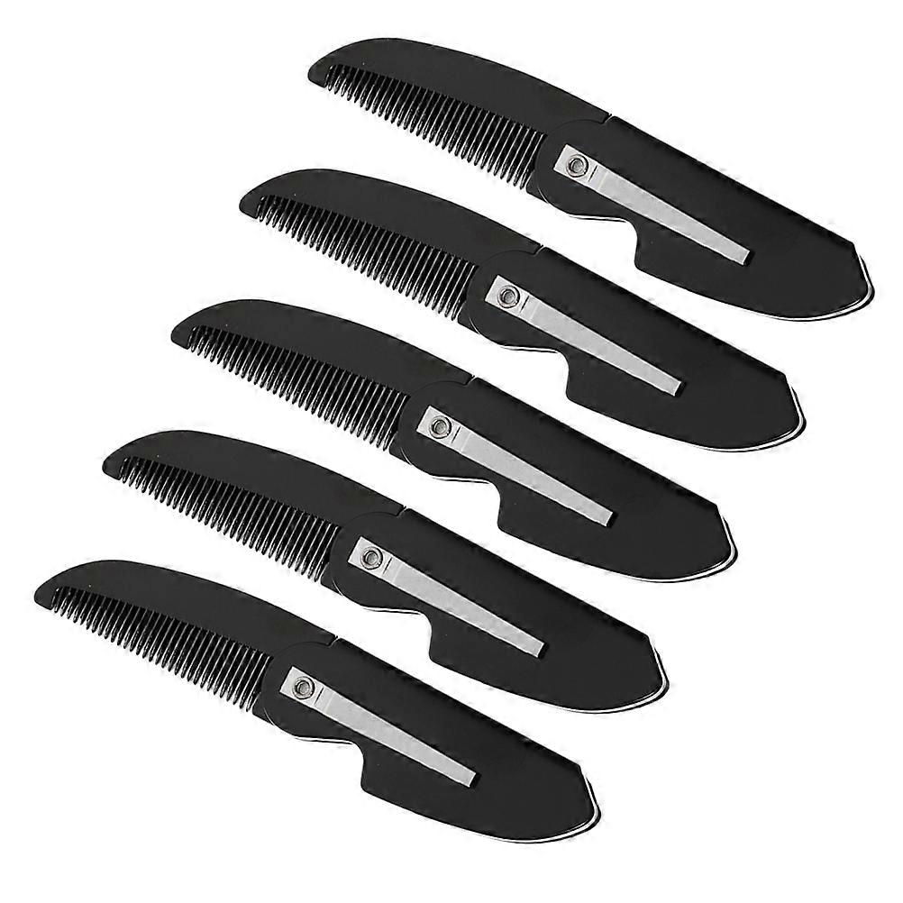 Folding Beard Comb Black Plastic for Men Grooming 5Pcs Pocket Mustache Styling Tool